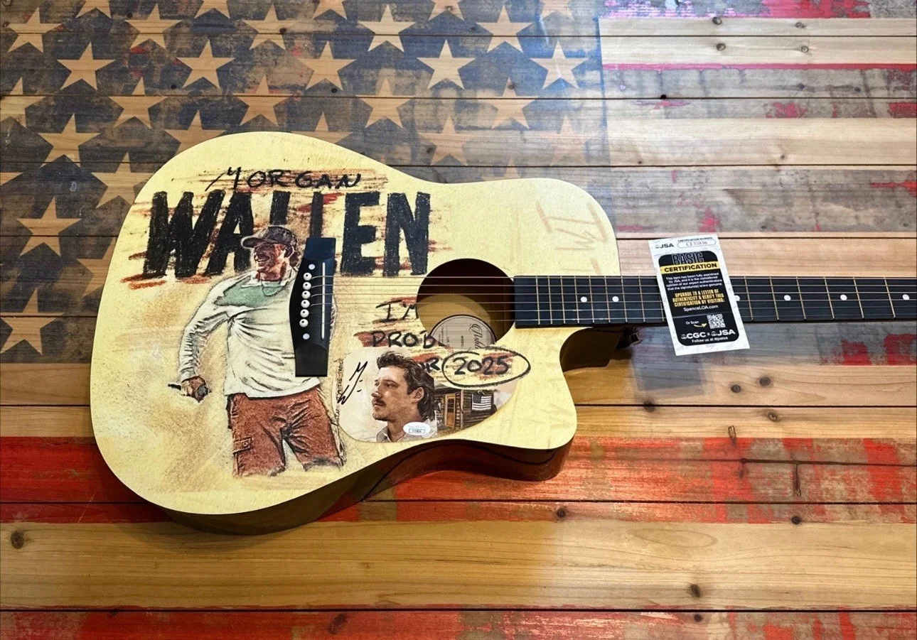 🎶 RARE Morgan Wallen CUSTOM SIGNED Guitar I’M THE PROBLEM TOUR WALLEN JSA CERT, image 4
