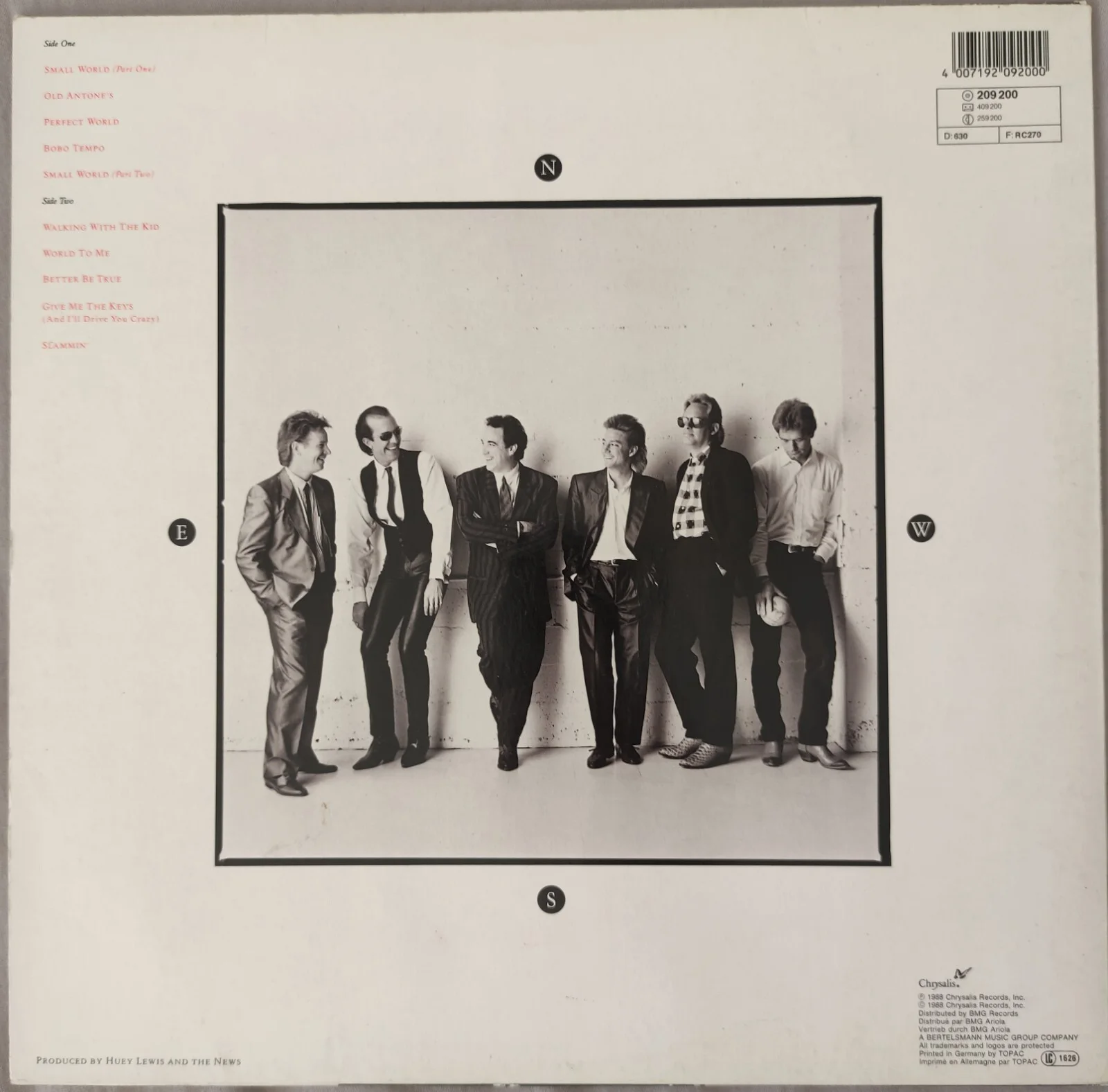 HUEY LEWIS Signed Autograph Album Record LP ( Small World ), изображение 2