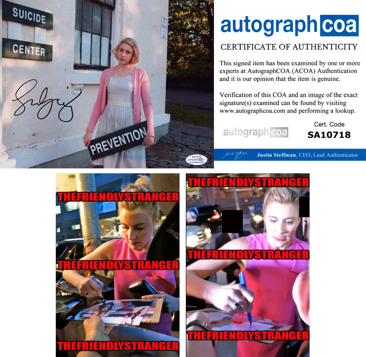 GRETA GERWIG — Greta Gerwig signed Autographed 8x10 Photo PROOF b BARBIE Director ACOA COA