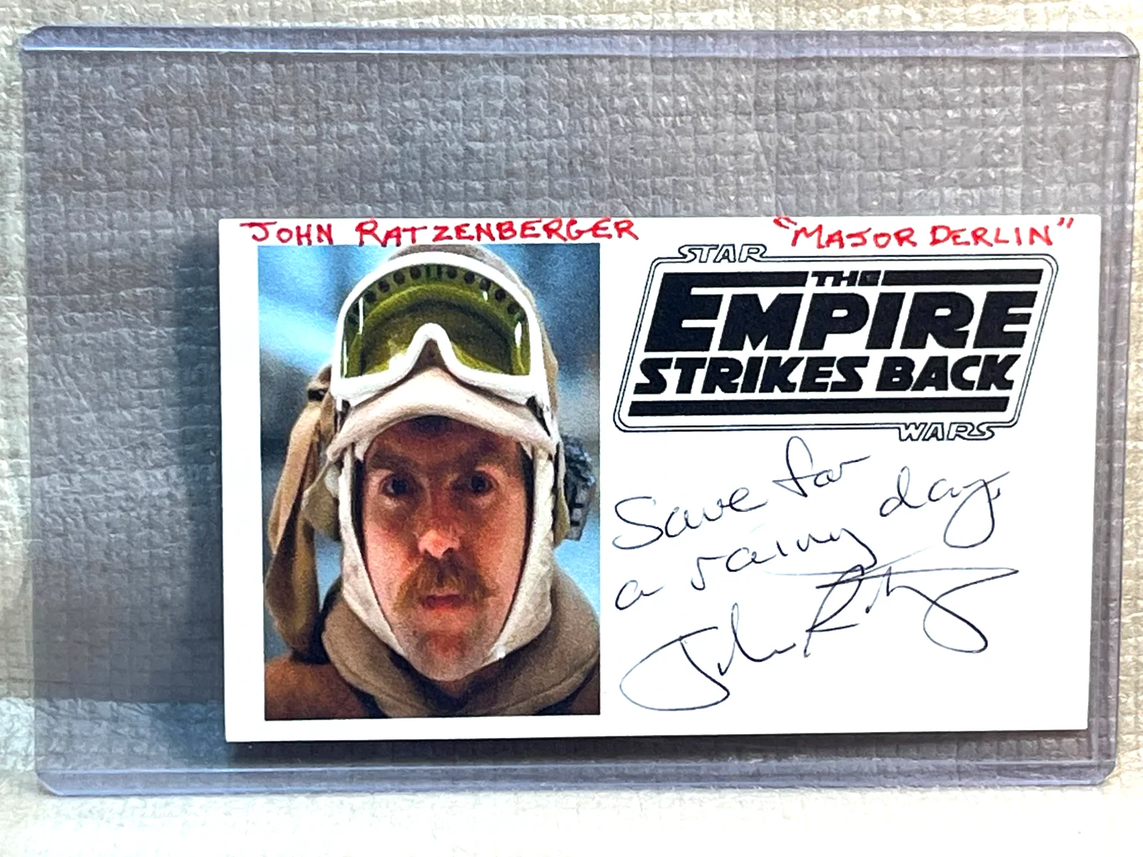 JOHN RATZENBERGER — JOHN RATZENBERGER "STAR WARS THE EMPIRE STRIKES BACK" SIGNED 3X5 CARD, изображение 2