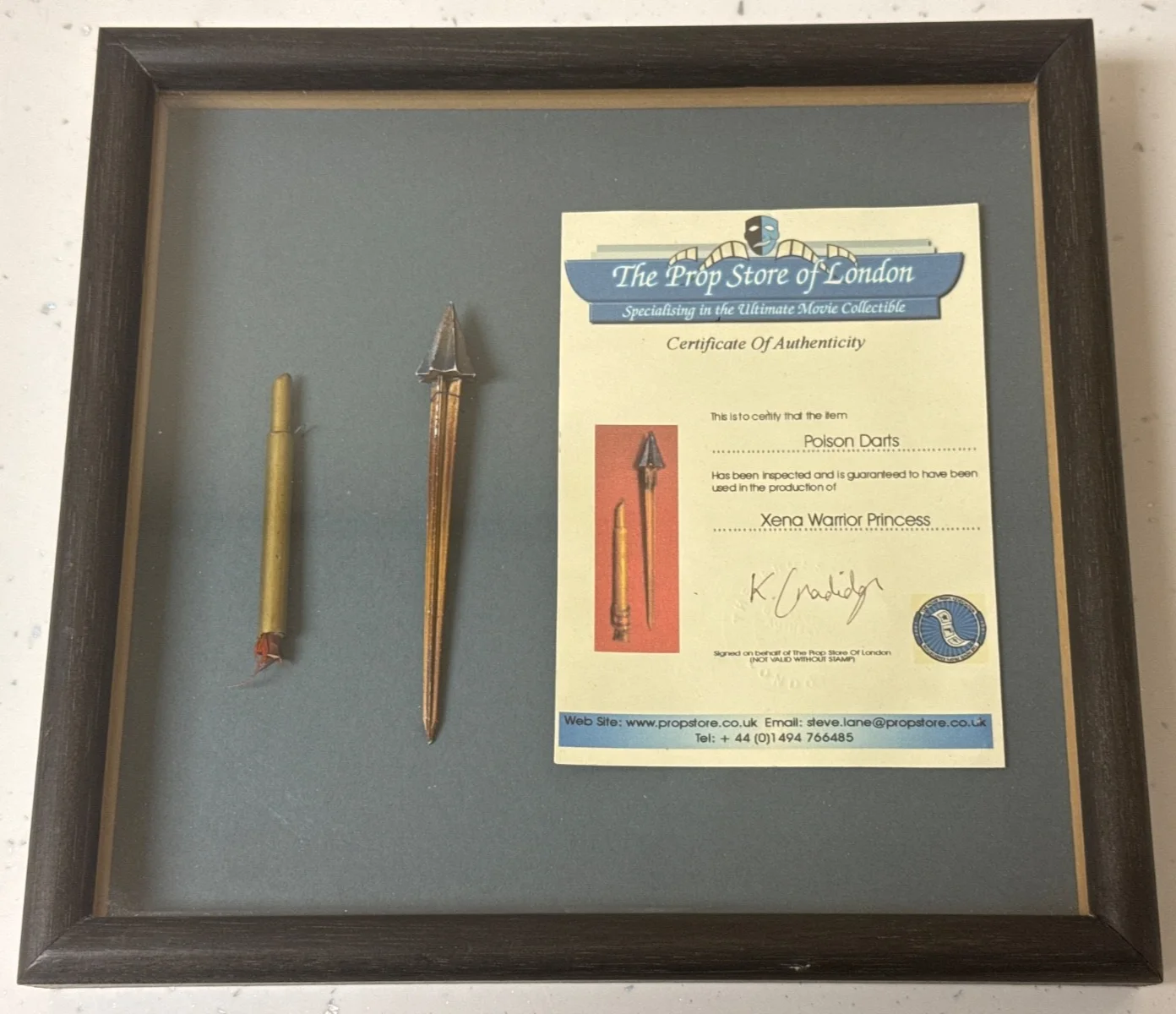 Xena Warrior Princess Poison Dart prop COA Propstore, image 2