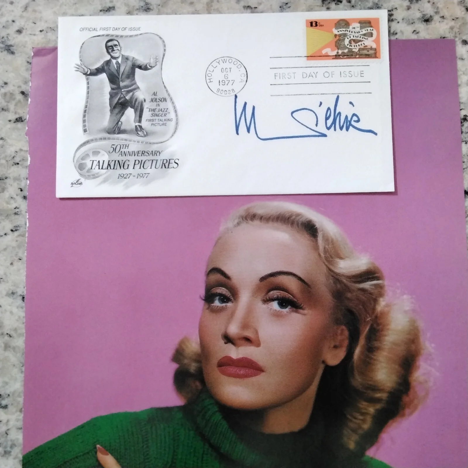 Marlene Dietrich SIGNED 1977 Envelope Photo Movie Actress Morocco Blue Angel, изображение 2