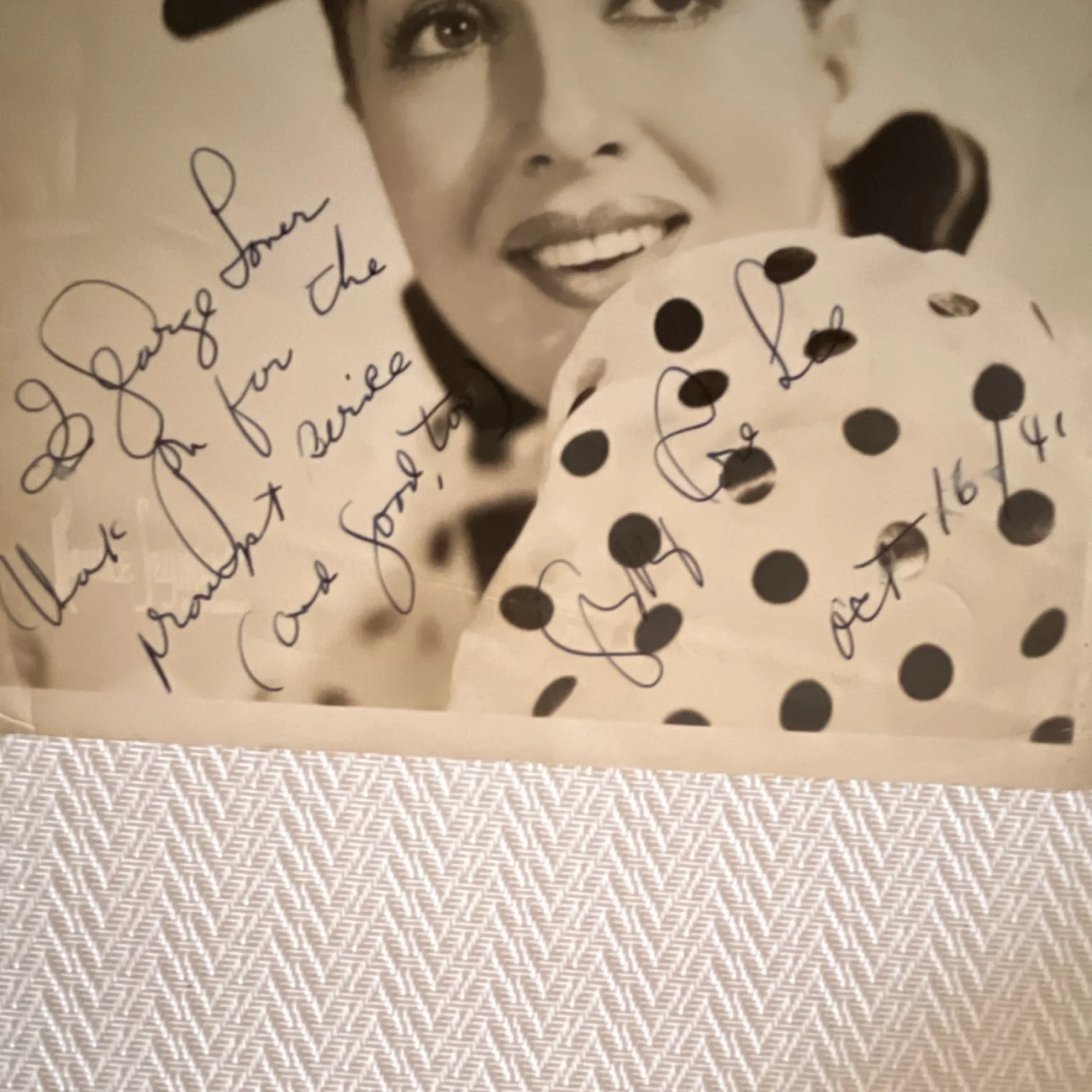 Signature visible, name unclear — Gypsy Rose Lee Signed Autographed Original 8 x 10 Movie Photograph, Dated 1941, image 2