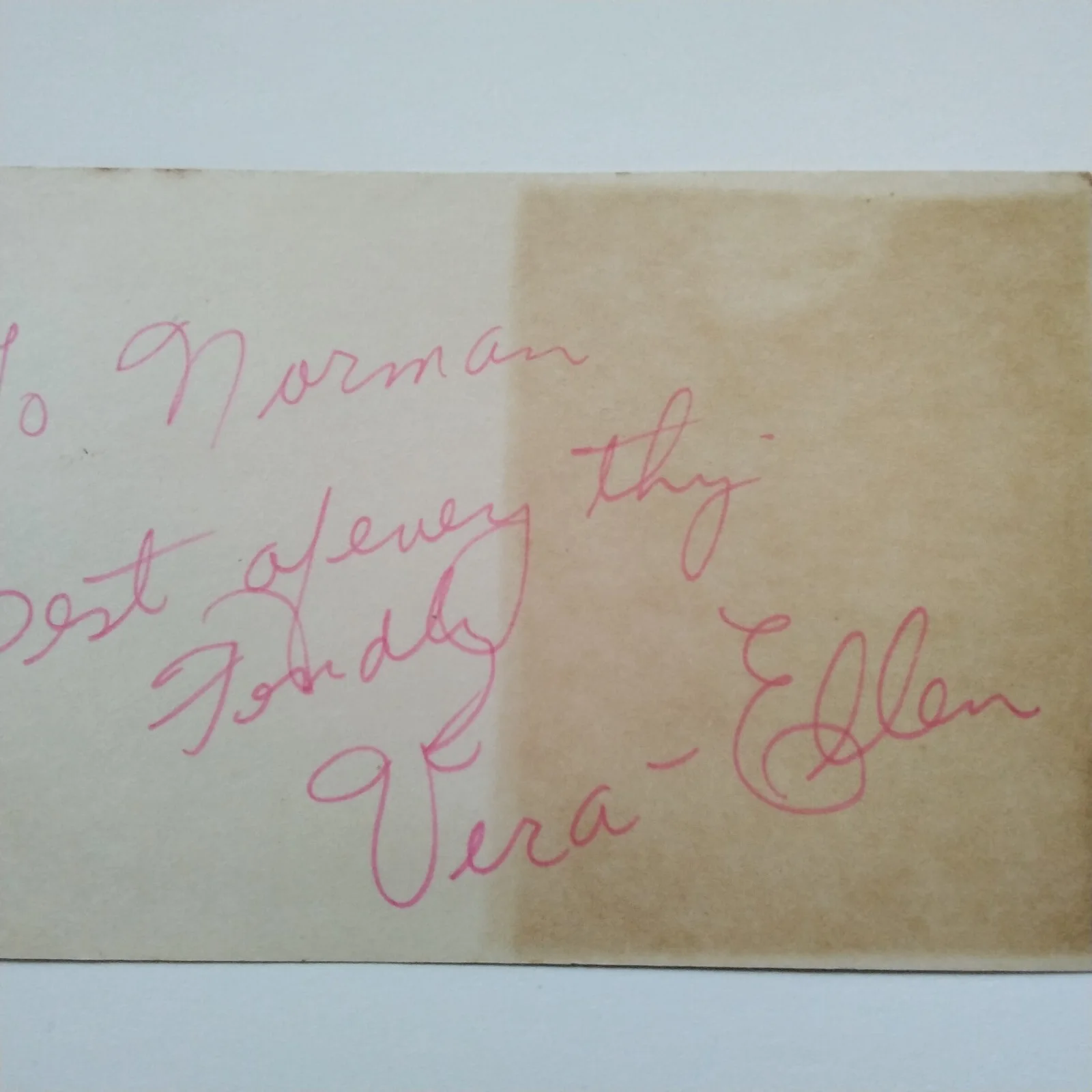 Vera Elen SIGNED Card Photo 50s Movie Actress Dancer White Christmas Astaire, изображение 2