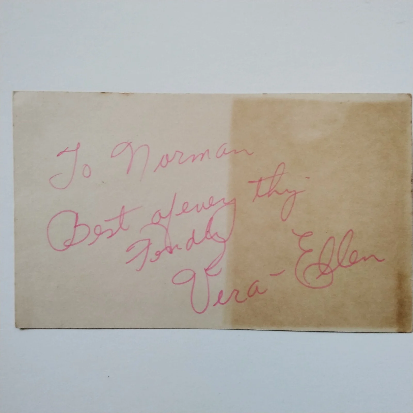Vera Elen SIGNED Card Photo 50s Movie Actress Dancer White Christmas Astaire, изображение 4