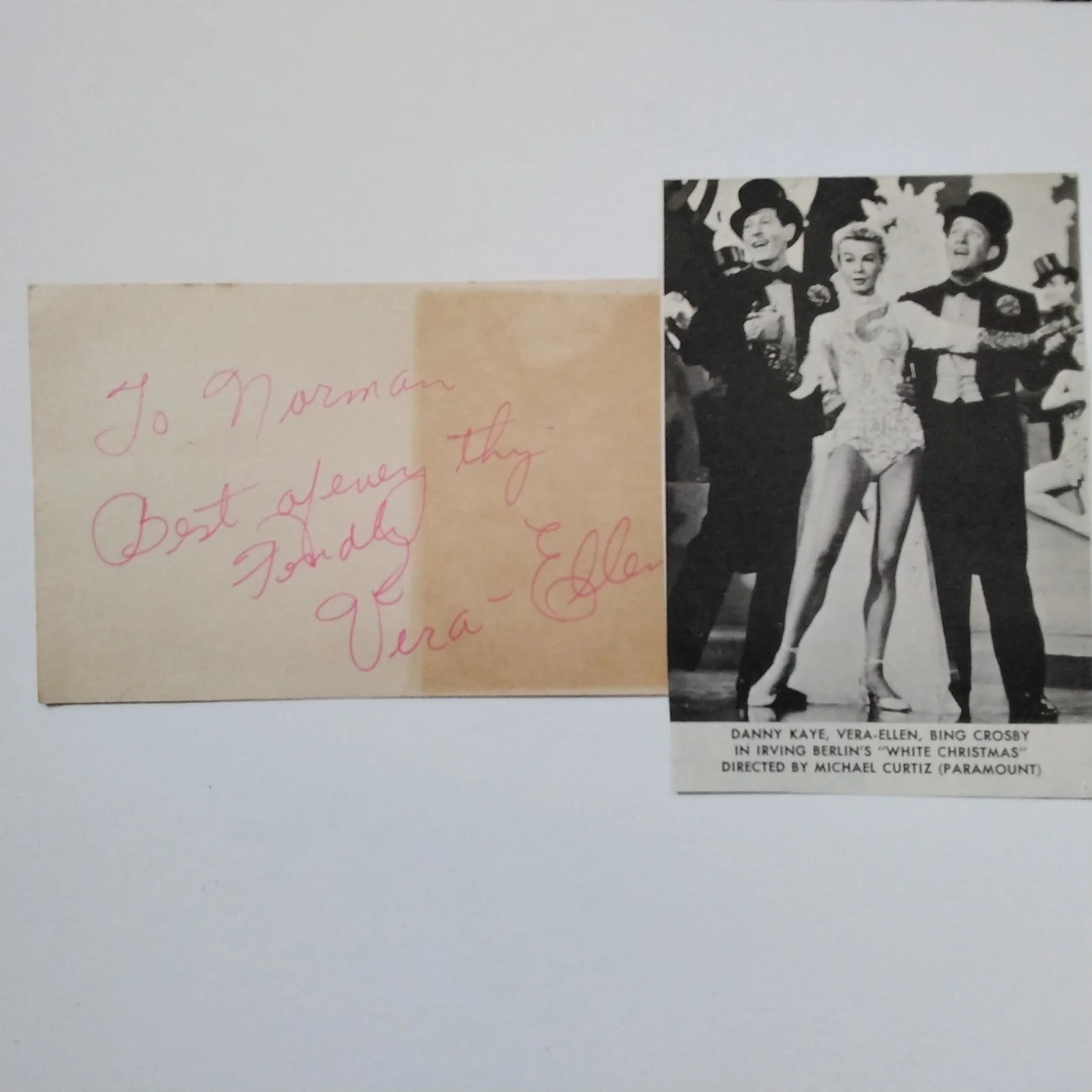 Vera Elen SIGNED Card Photo 50s Movie Actress Dancer White Christmas Astaire, изображение 5