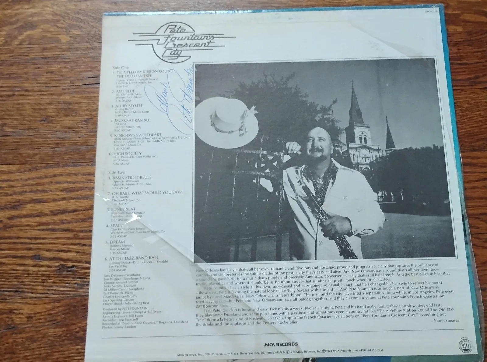 Pete Fountain Crescent City Vinyl LP Signed Autographed Jazz, изображение 2