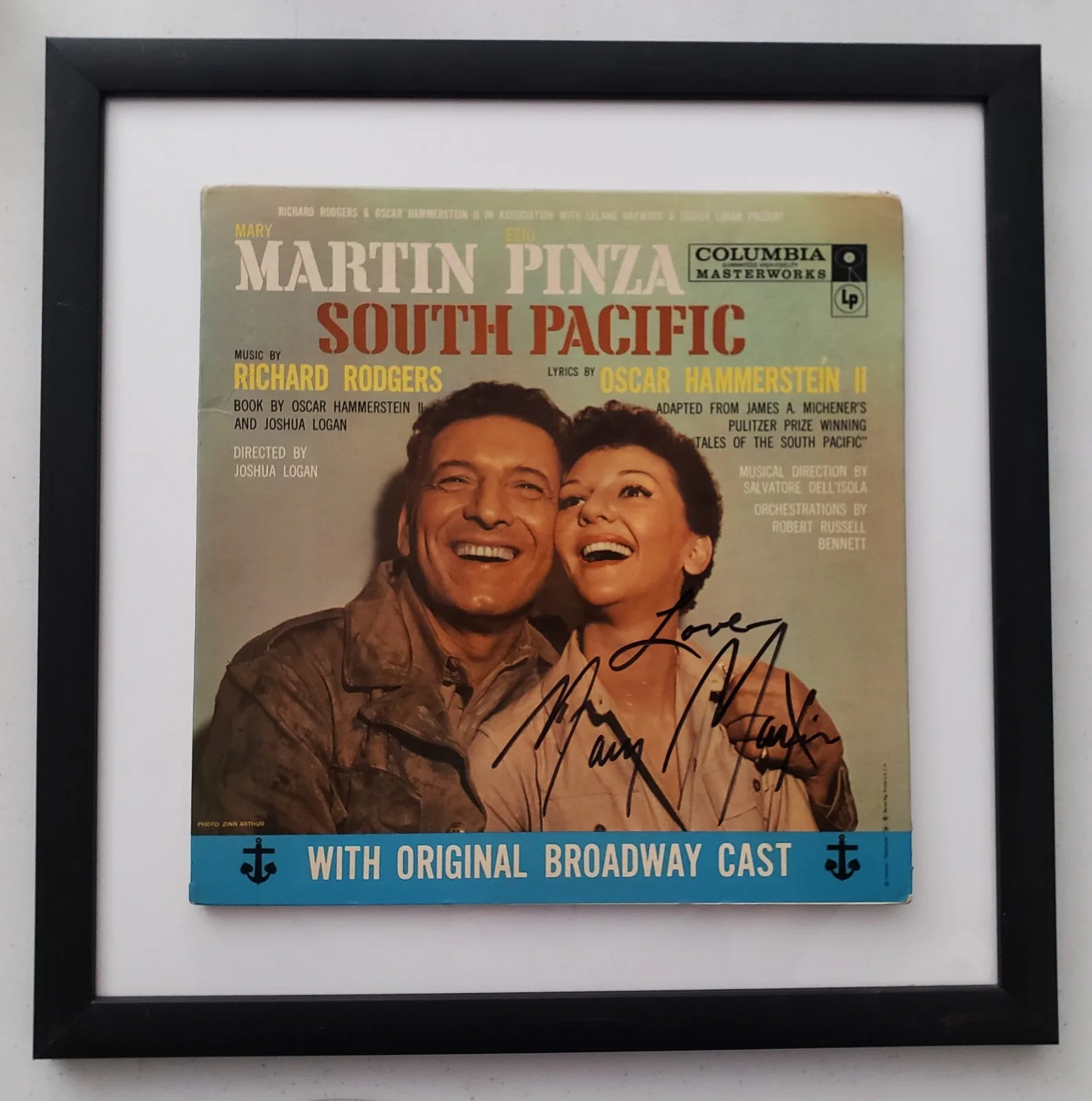 Framed SIGNED South Pacific Vinyl LP Mary Martin Original Broadway Cast 1949, image 2