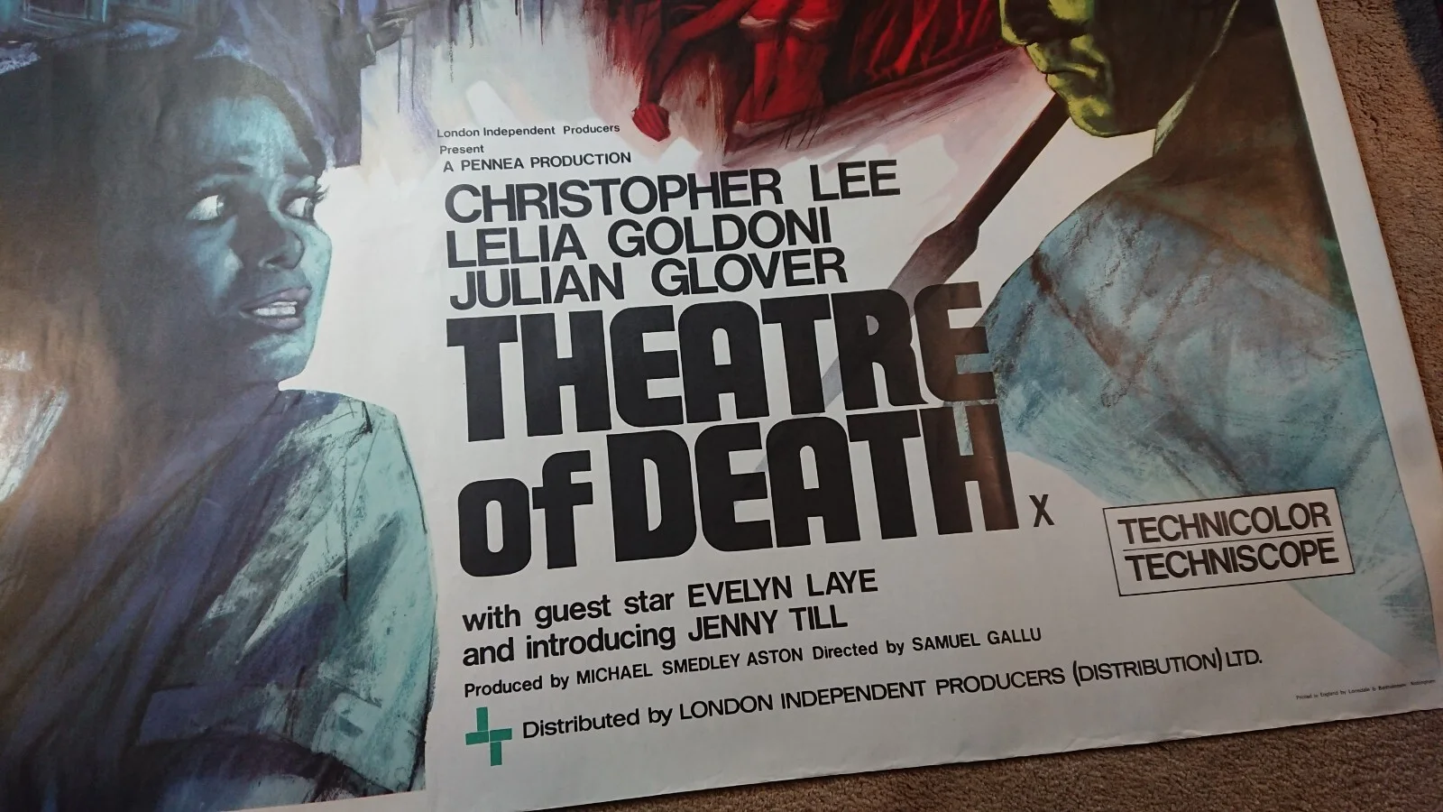 Original Theatre of Death 1967 British Quad Film Poster, Christopher Lee, изображение 5