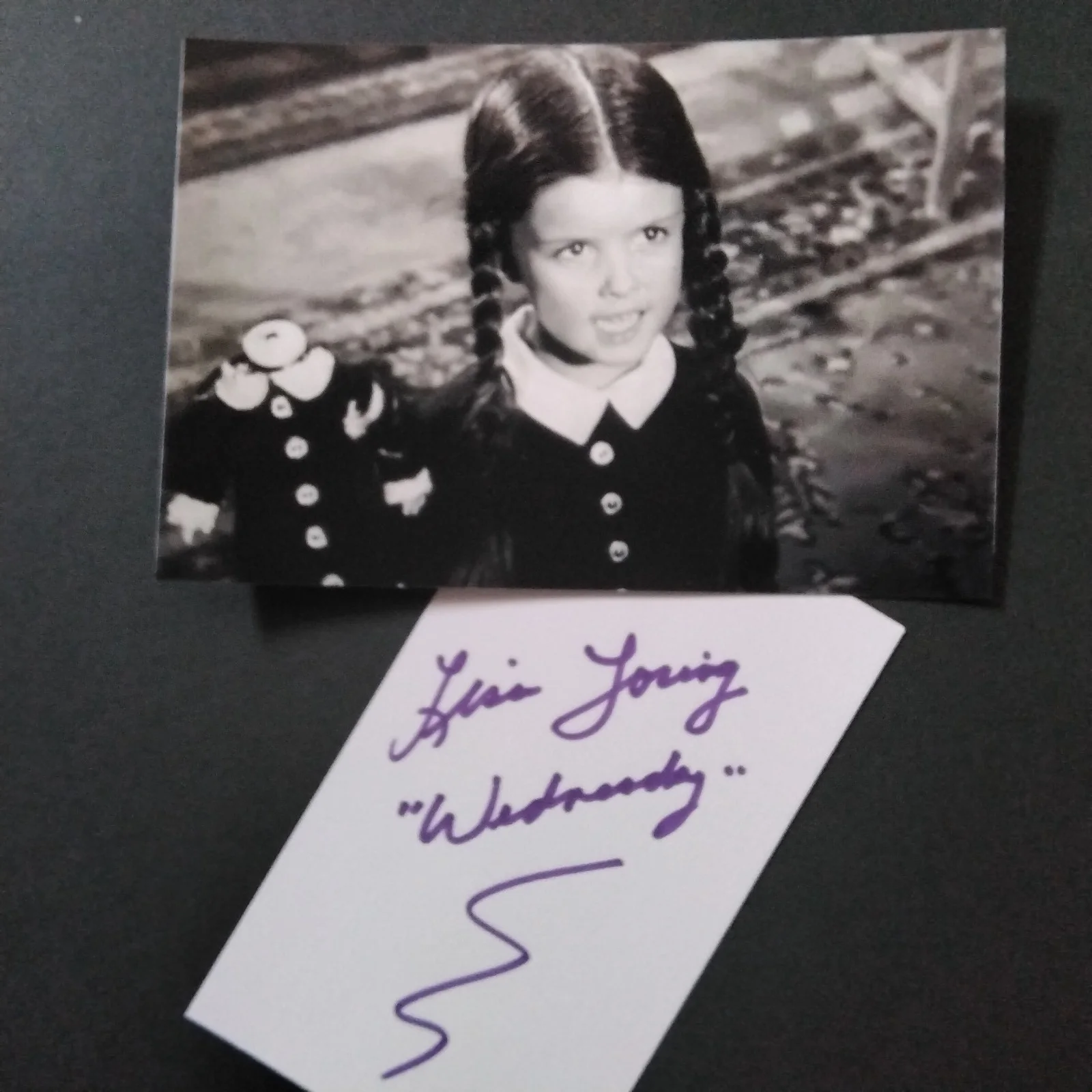 Lisa Loring SIGNED Card Photo 60s Movie TV Actress Addams Family Blood Frenzy, изображение 2