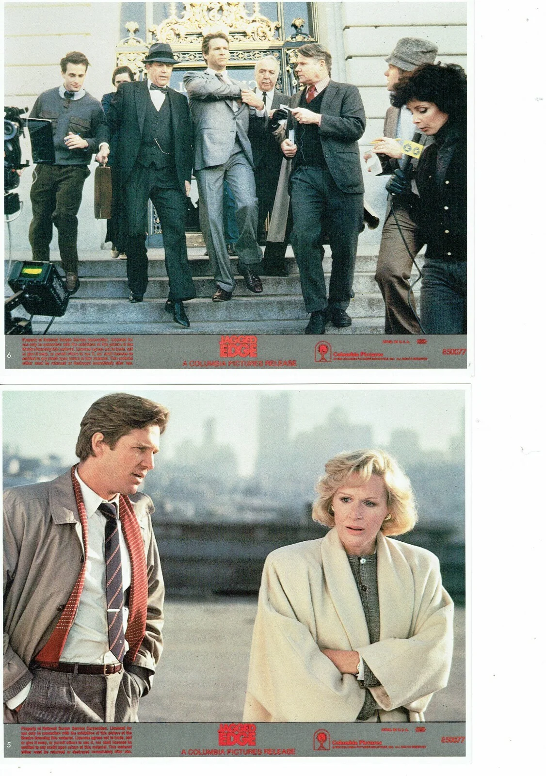 Jagged Edge ORIGINAL USA Front Of House FOH Lobby Cards Set of 8 Glenn Close, изображение 3