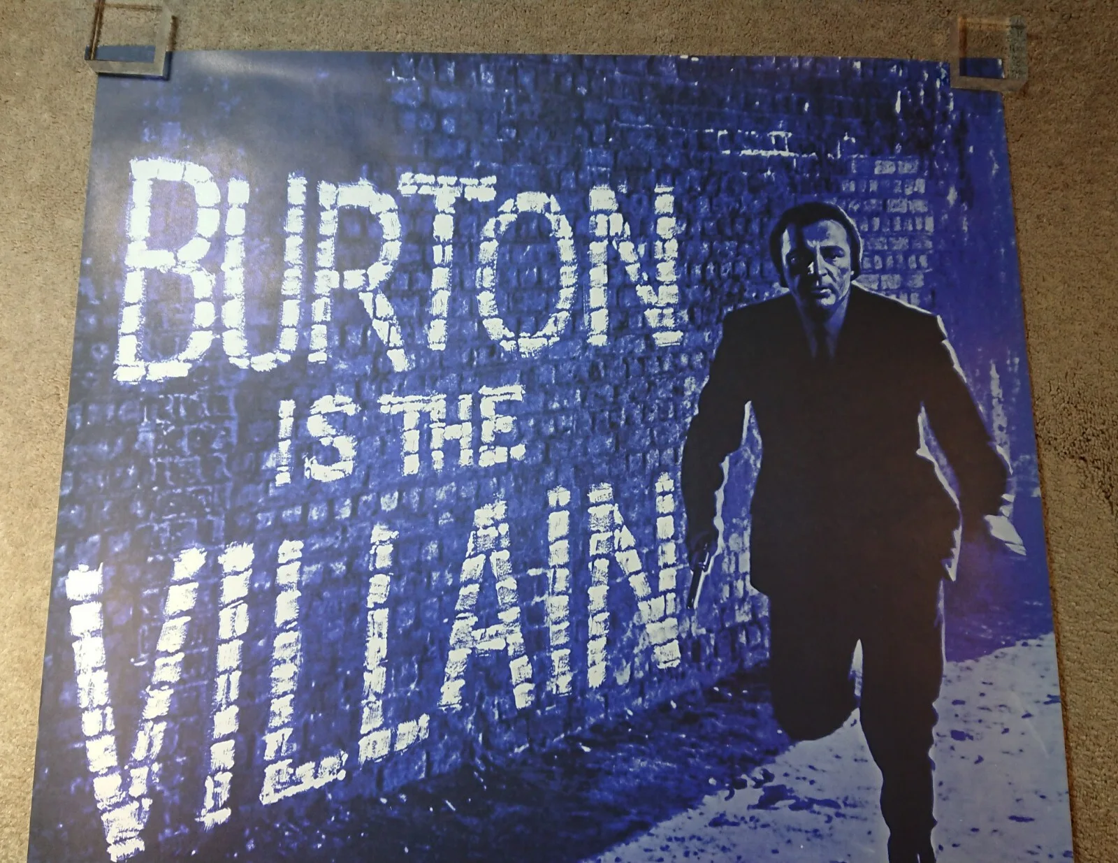 Original Villain 1971 UK One Sheet Film Poster, Un-issued, Burton is the Villain, изображение 2
