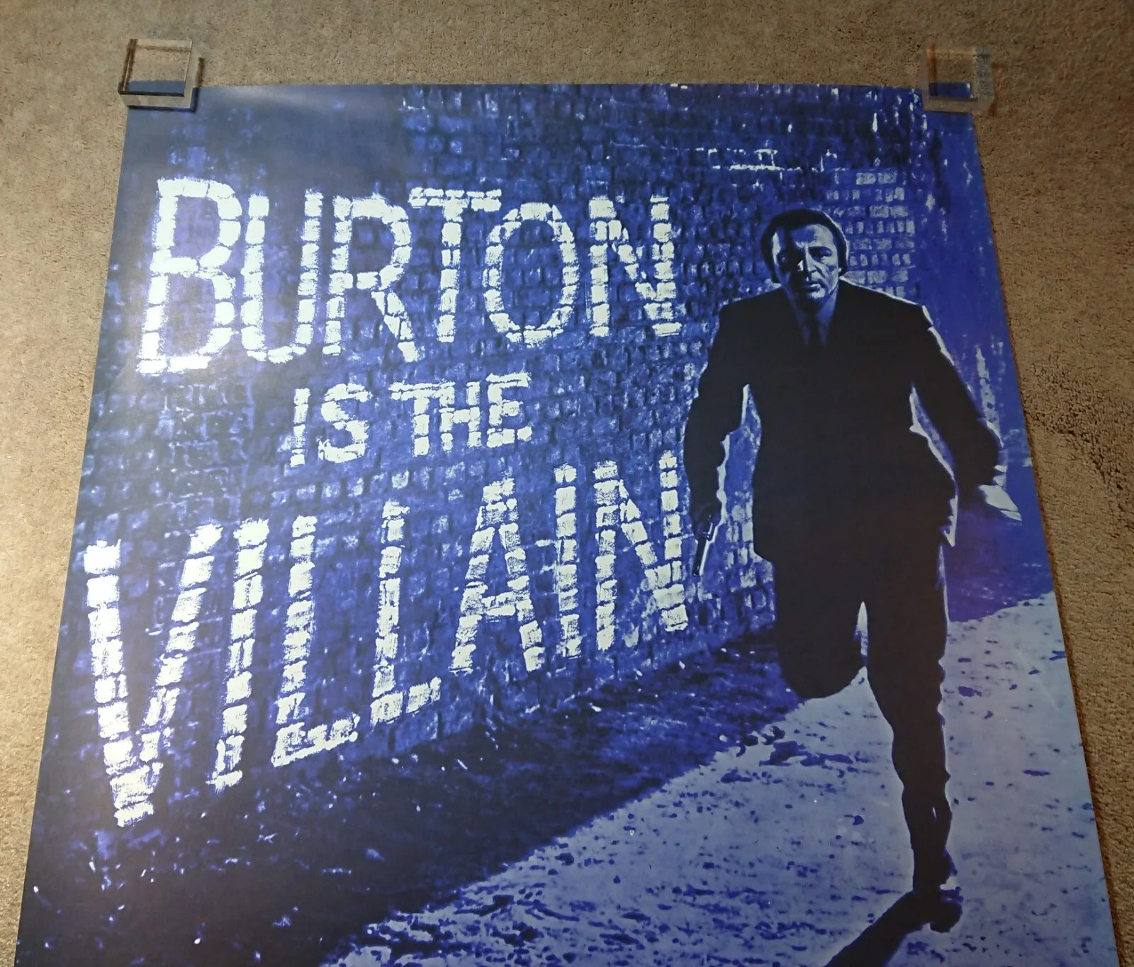 Original Villain 1971 UK One Sheet Film Poster, Un-issued, Burton is the Villain, изображение 3