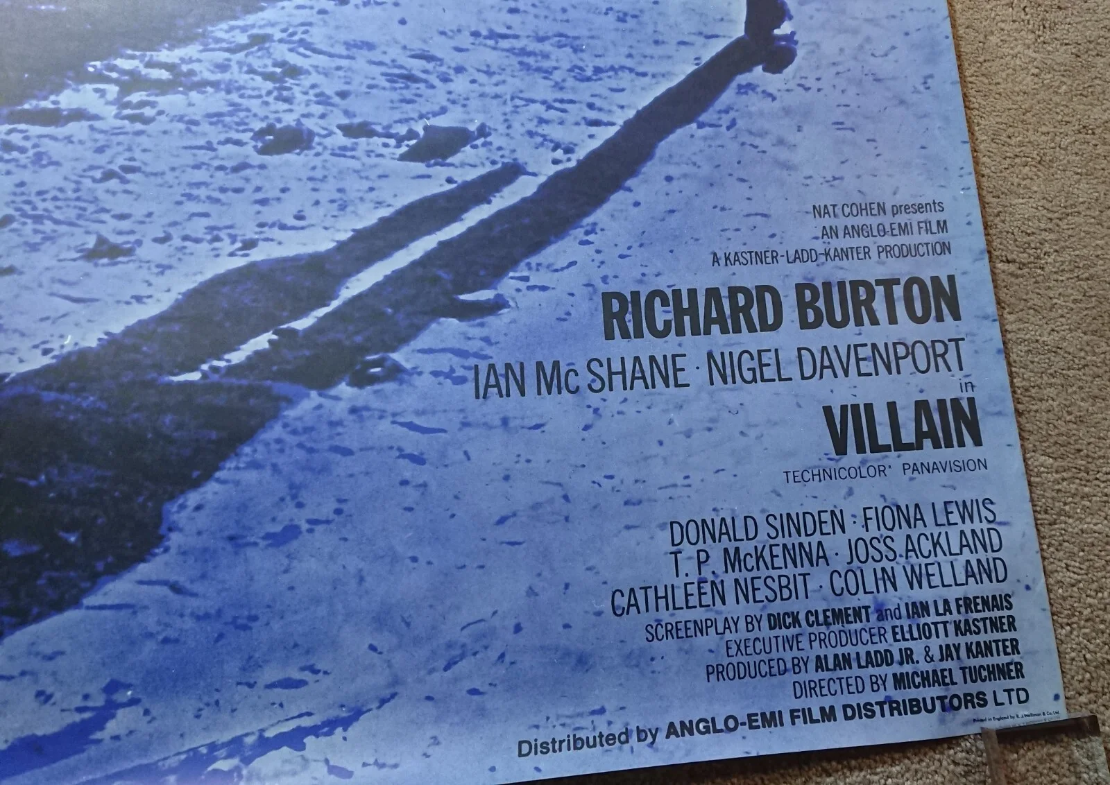 Original Villain 1971 UK One Sheet Film Poster, Un-issued, Burton is the Villain, изображение 4