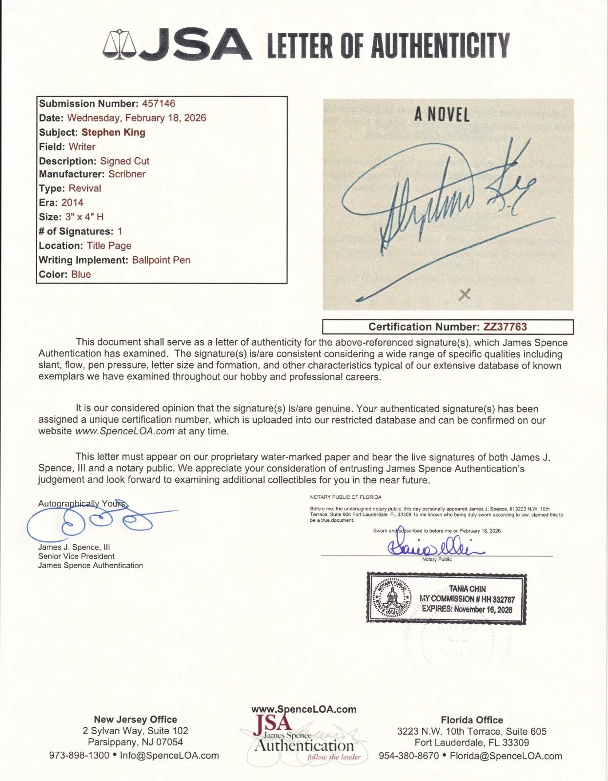 Stephen King SIGNED CUT JSA COA (TOUGH AUTOGRAPH) EXTREMELY RARE FULL LOA Steven, image 3