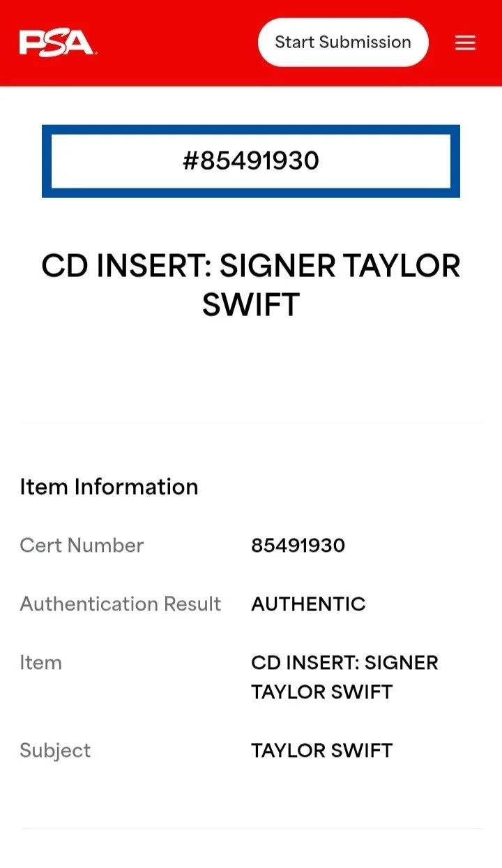 Taylor Swift Signed Autograph Tortured Poets CD Insert PSA Authenticated Slabbed, image 3