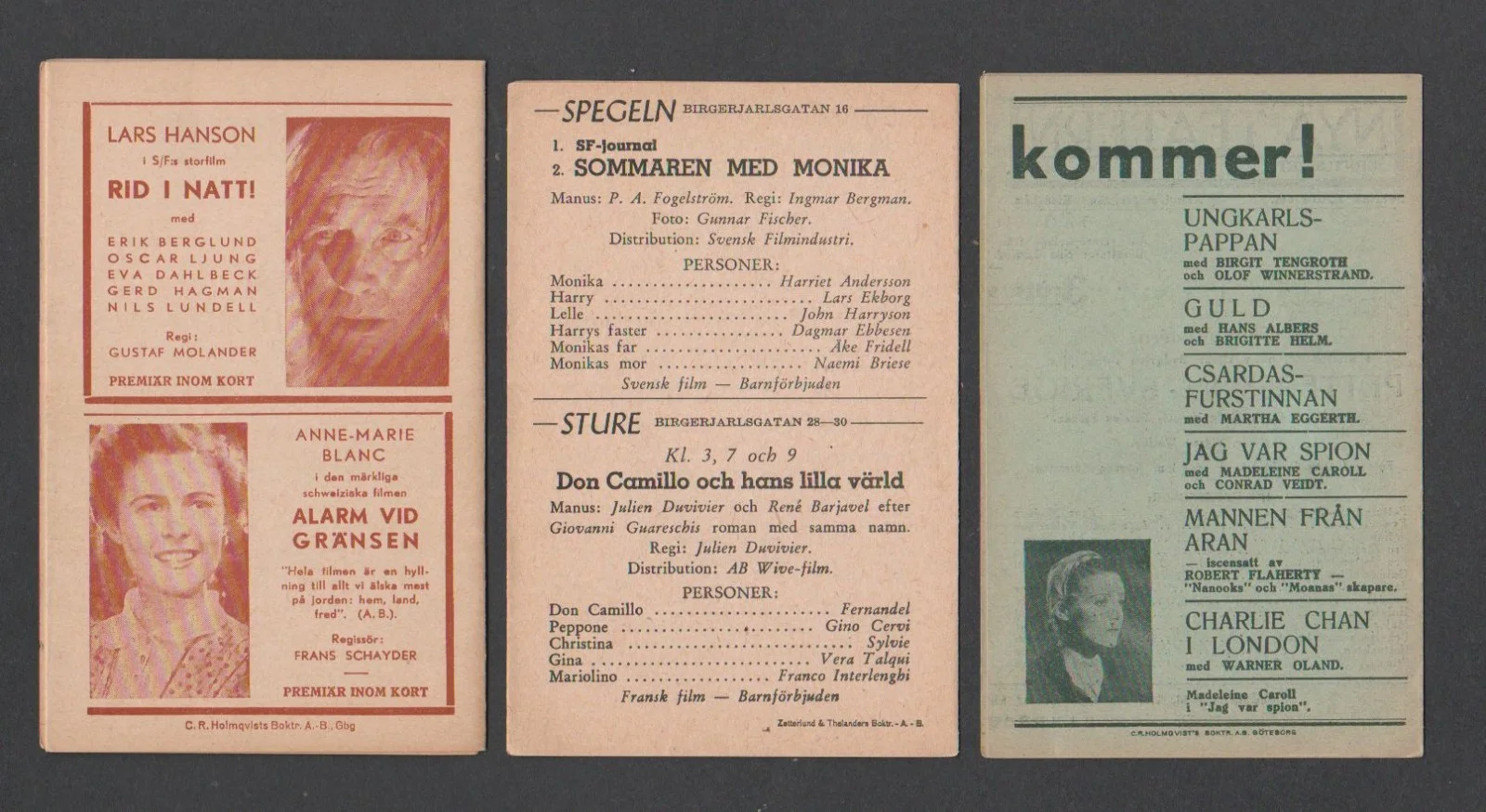 Vintage JOAN CRAWFORD Three (3) Small Fold Out Swedish Programmes, image 2