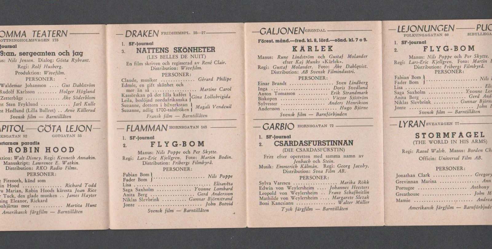 Vintage JOAN CRAWFORD Three (3) Small Fold Out Swedish Programmes, image 4
