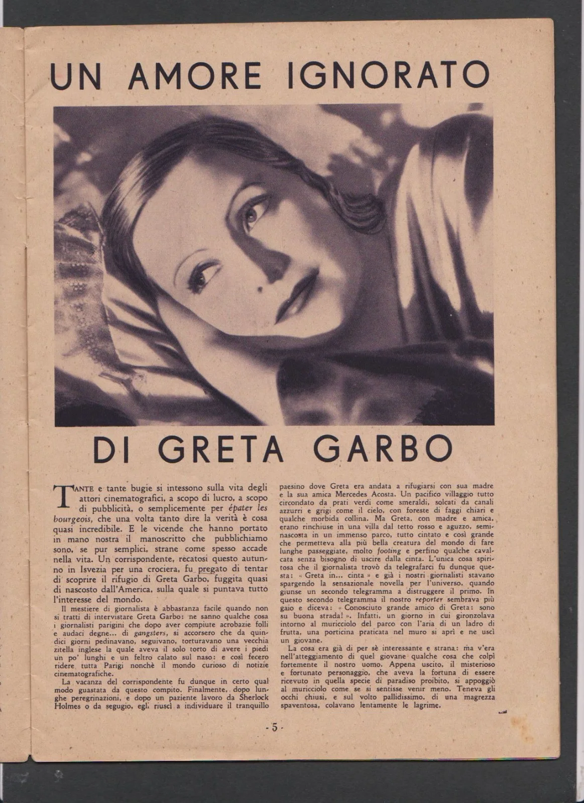 Vintage GRETA GARBO "Italian Magazine" 1933, изображение 3