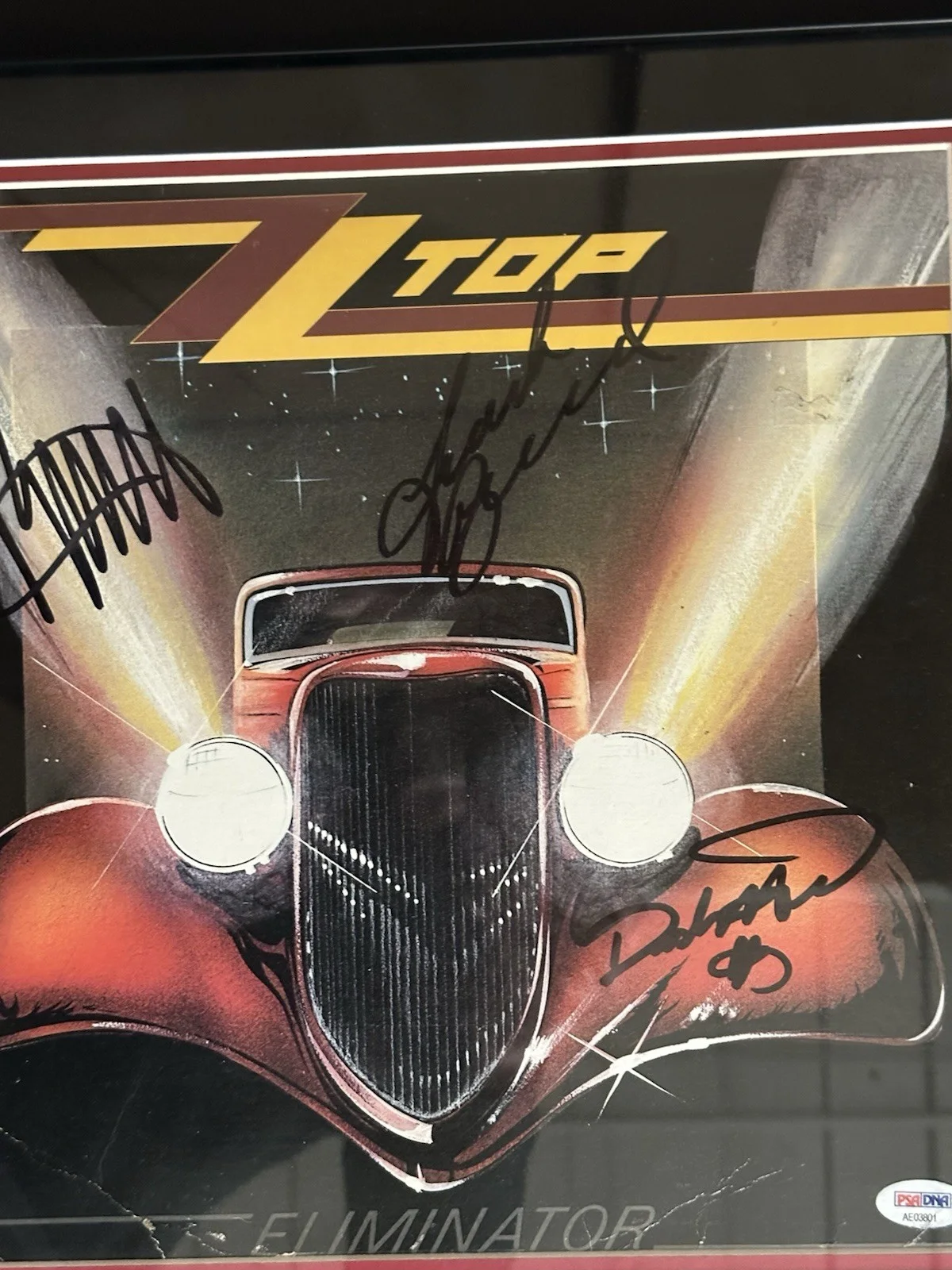 Custom Framed Signed ZZ Top Eliminator, Signed By All Three Band Members, image 2