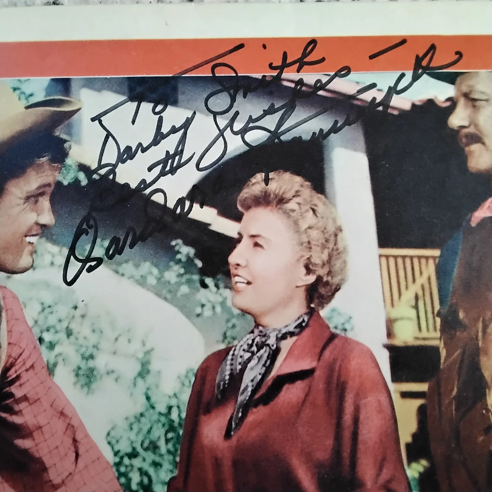 Barbara Stanwyck SIGNED 1957 Lobby Card Film TV Actress Trooper Hook Joel McCrea, изображение 3