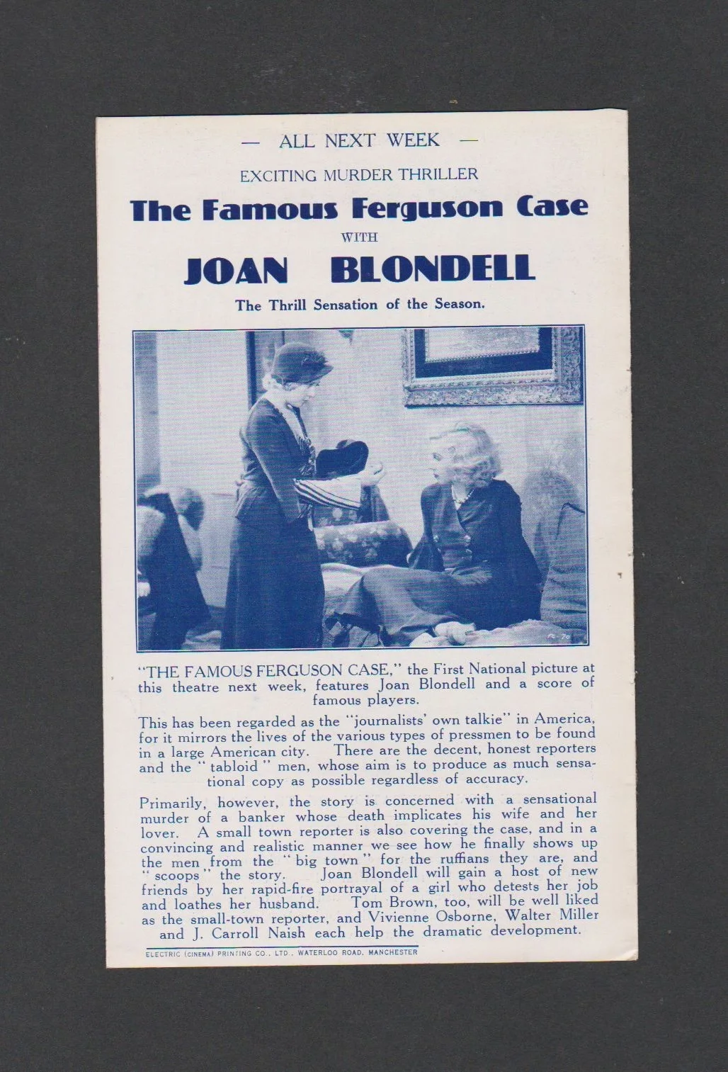 TALLULAH BANKHEAD JOAN BLONDELL 'Thunder Below' 'Paramount Prog' Leeds 1932, image 2