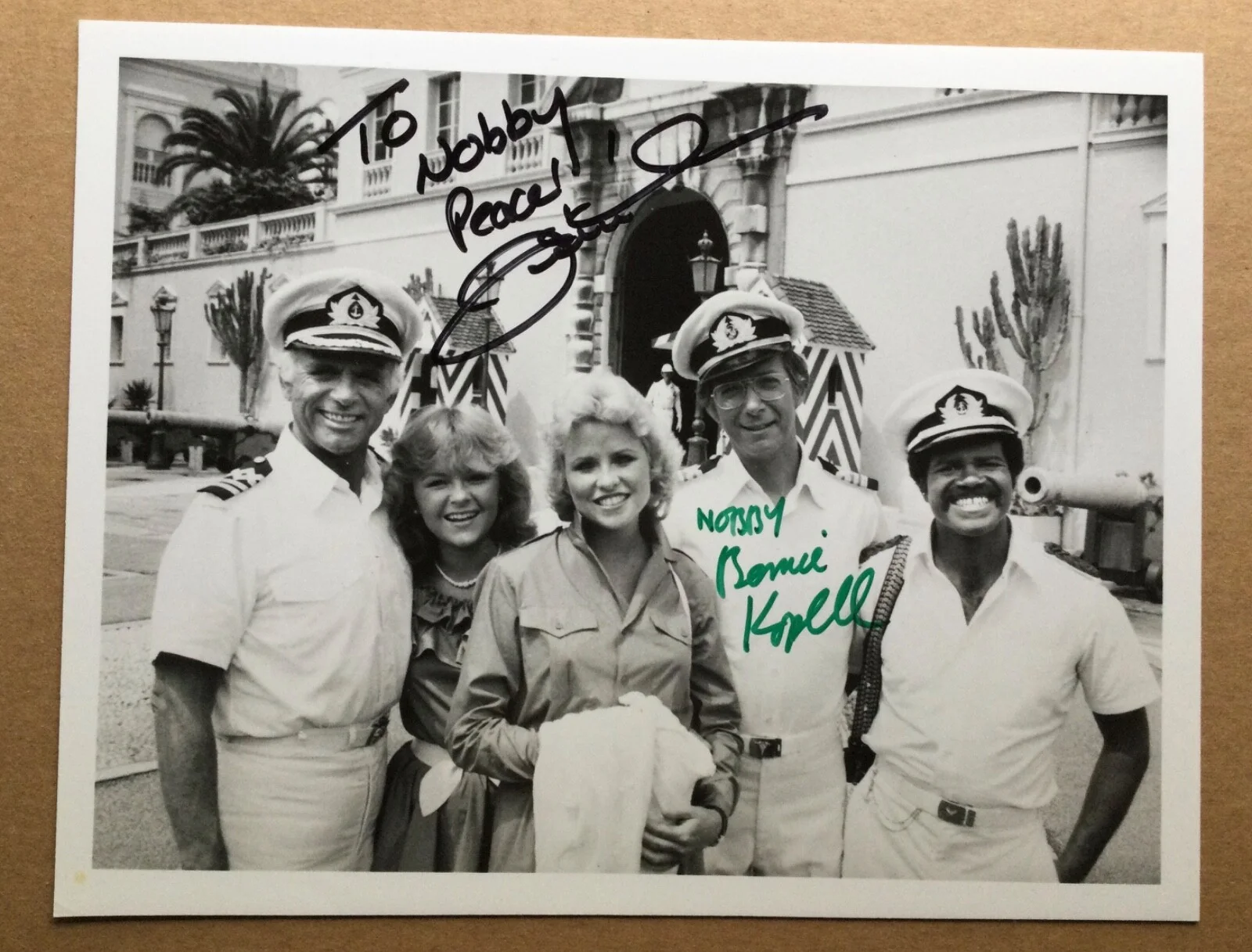 Bernie Kopeli and Jill Whelan — THE LOVE BOAT TV CAST - AUTOGRAPHED SIGNED By 2 Bernie Kopell and Jill Whelan.