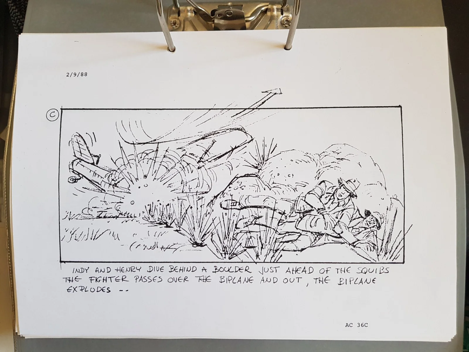 Indiana Jones and the Last Crusade Original 6 Storyboards (ME-109 scenes) PROP, изображение 4