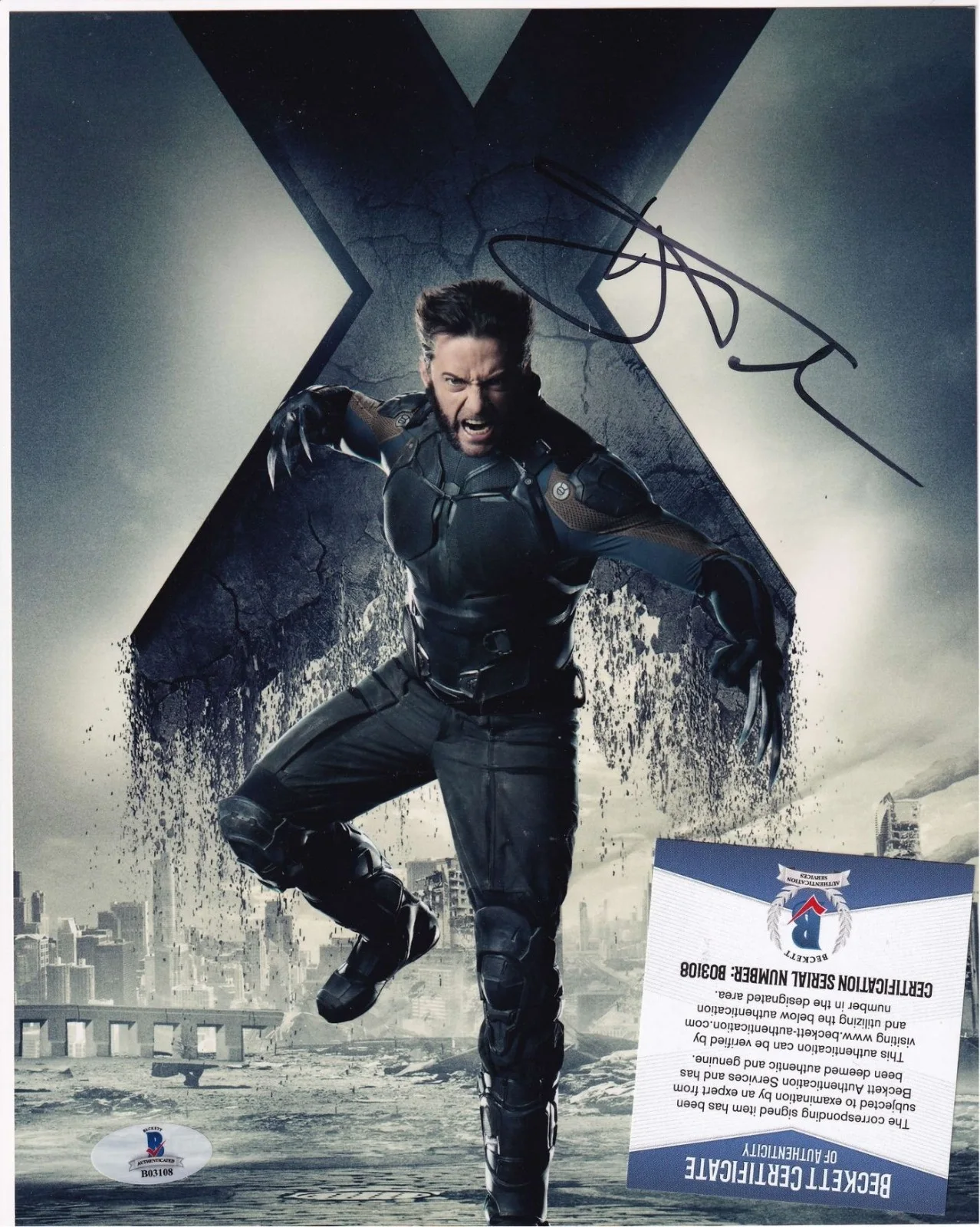 Hugh Jackman — Hugh Jackman Signed Autograph 10x8 Photo Wolverine X-Men Logan BECKETT COA