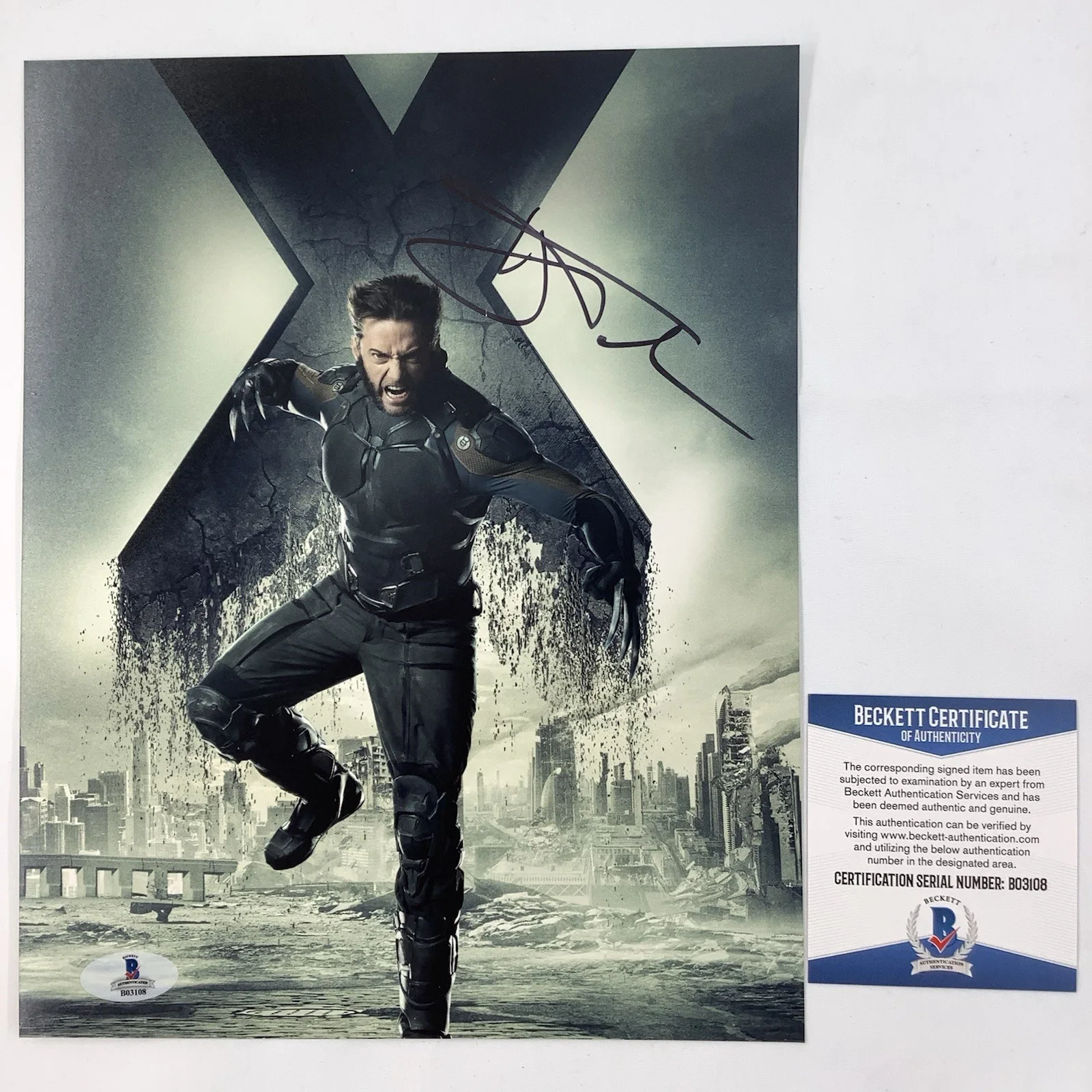 Hugh Jackman — Hugh Jackman Signed Autograph 10x8 Photo Wolverine X-Men Logan BECKETT COA, image 2