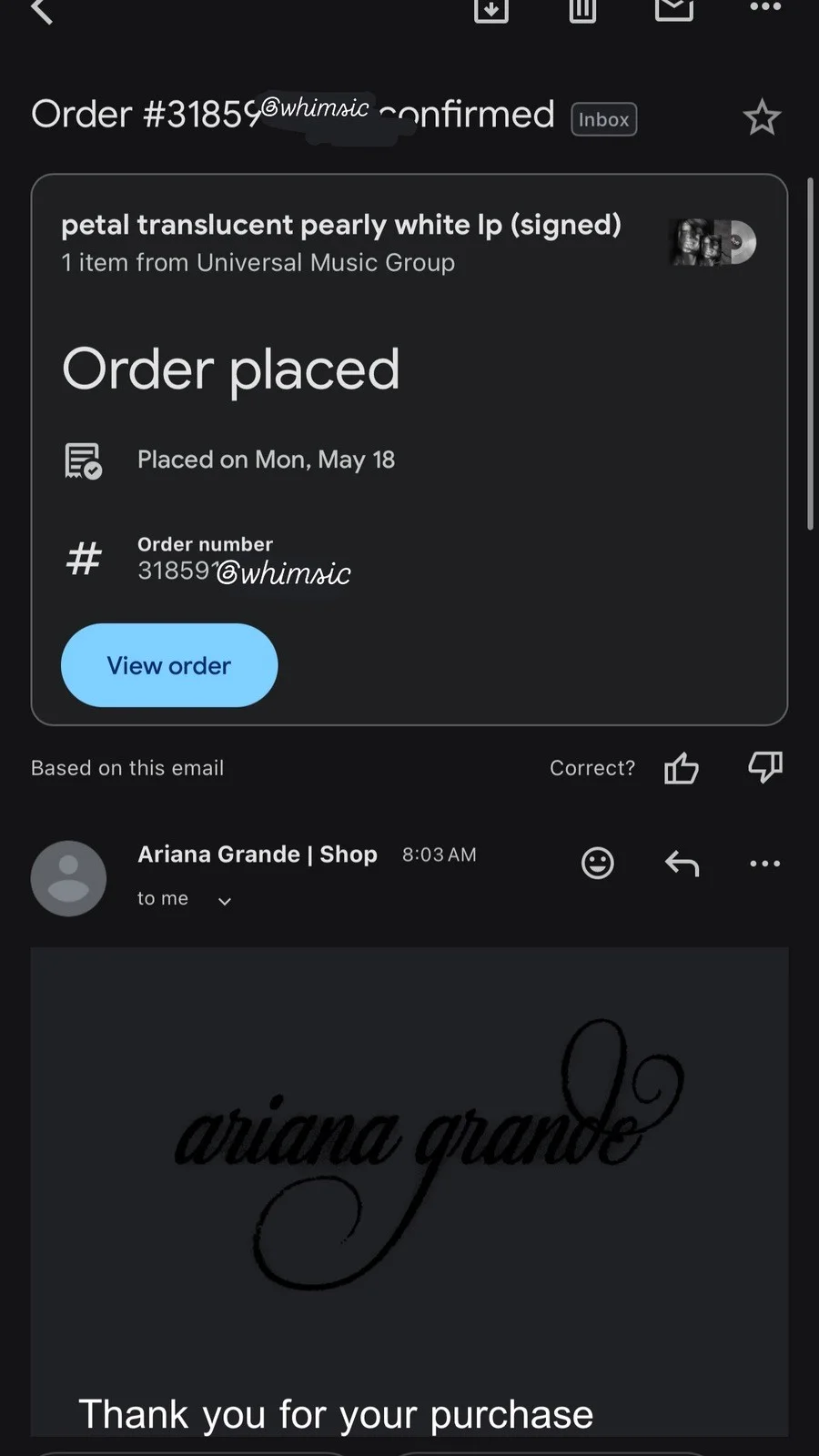 Ariana Grande Petal SIGNED Vinyl SOLD OUT (PRE-ORDER) autograph pre-sale, изображение 3