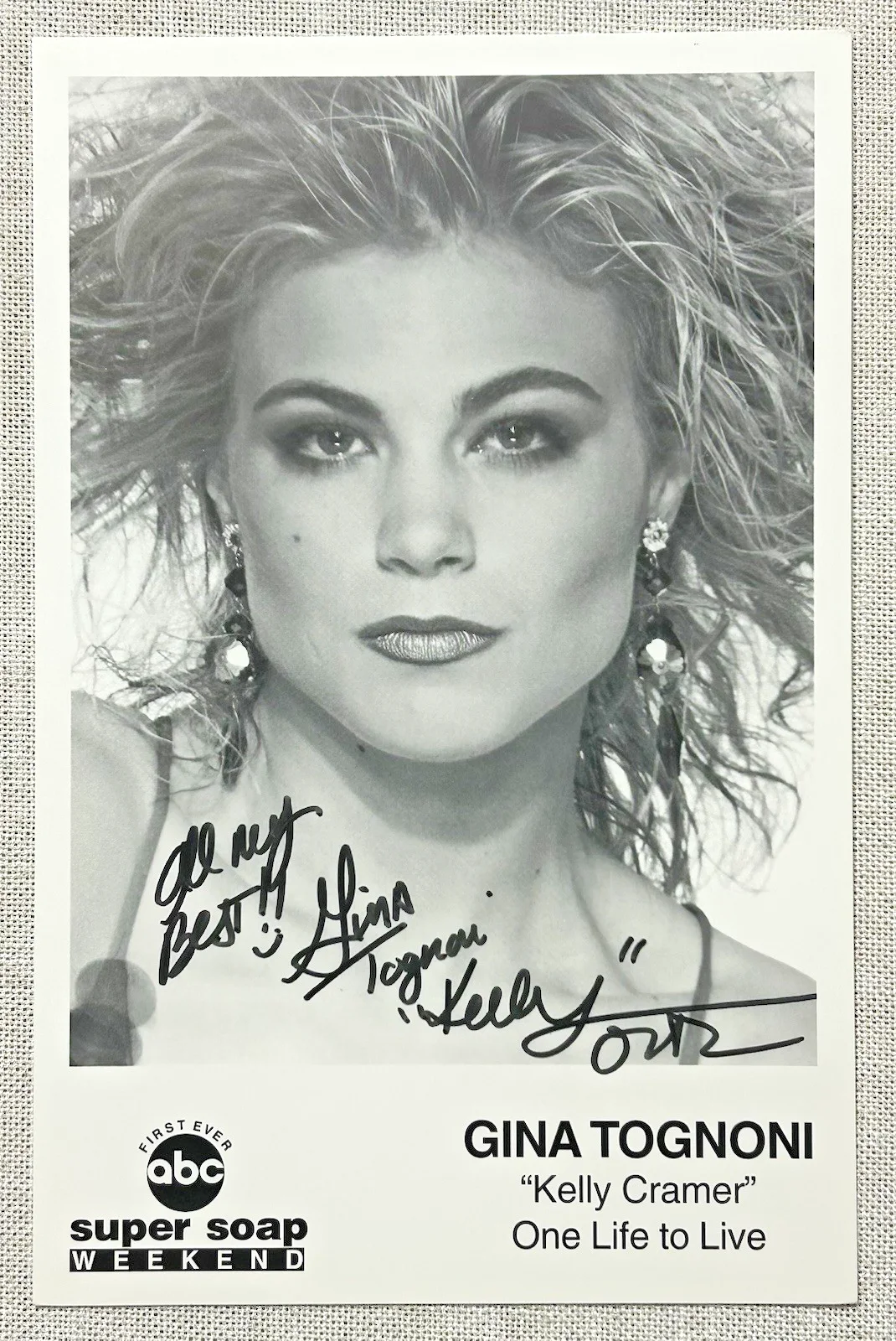 Gina Tognoni — Gina Tognoni Hand Signed 5.5" x 8.5" Photo Young And The Restless, Guiding Light