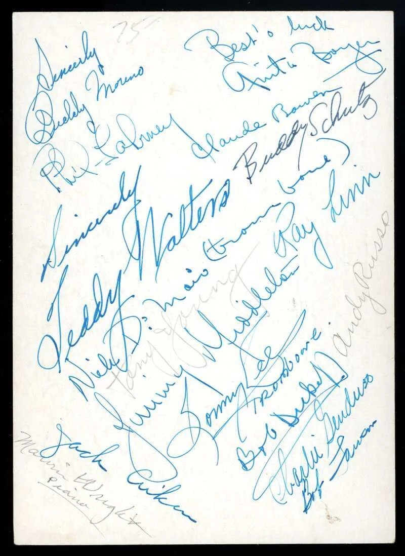 Jimmy Dorsey, Orchestra — Jimmy Dorsey and Orchestra JSA Coa Signed by 22 5x7 Photo Autograph, image 2