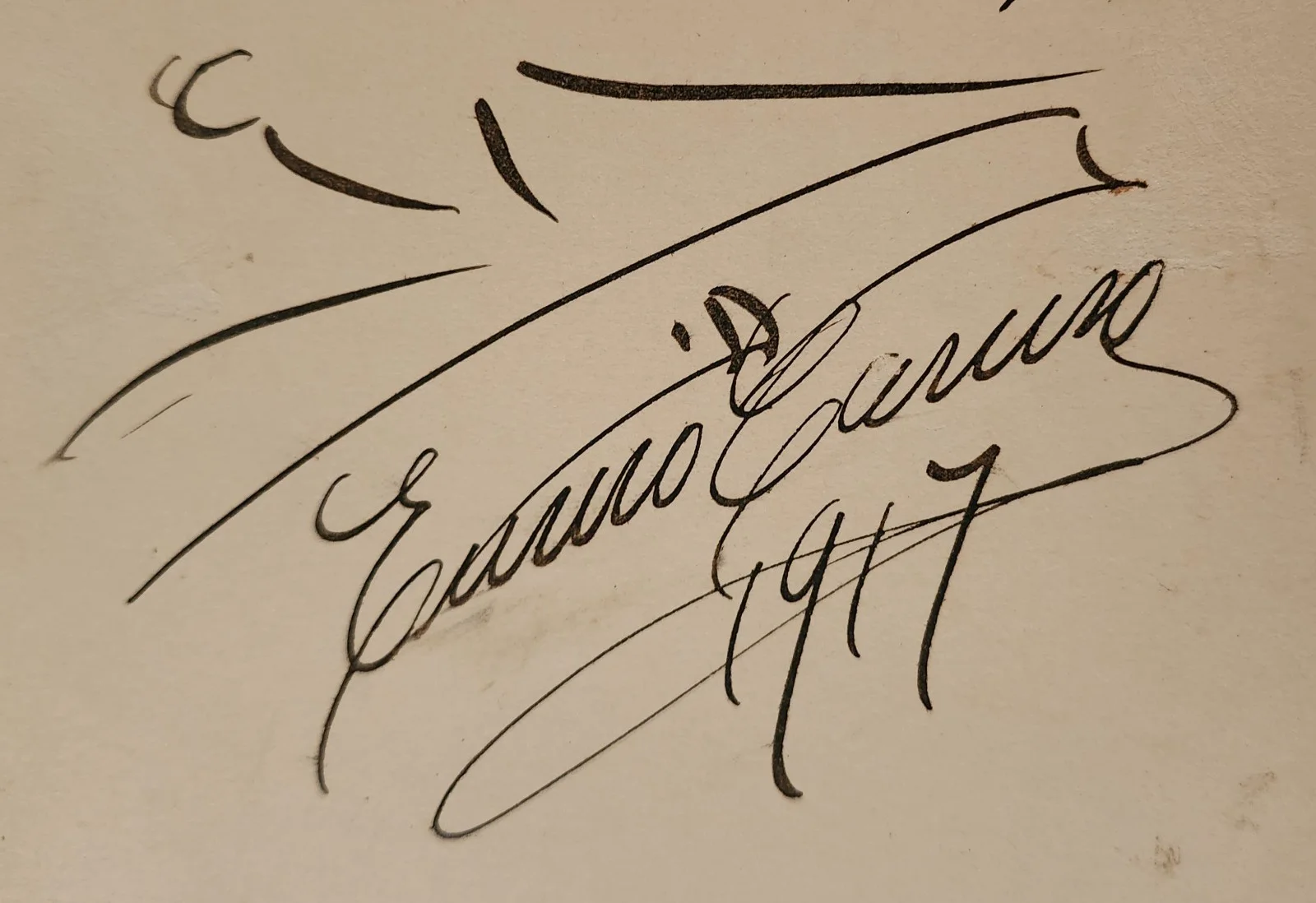 ENRICO CARUSO Signed Autograph Self Caricature Original 1917 Opera Drawing, image 2