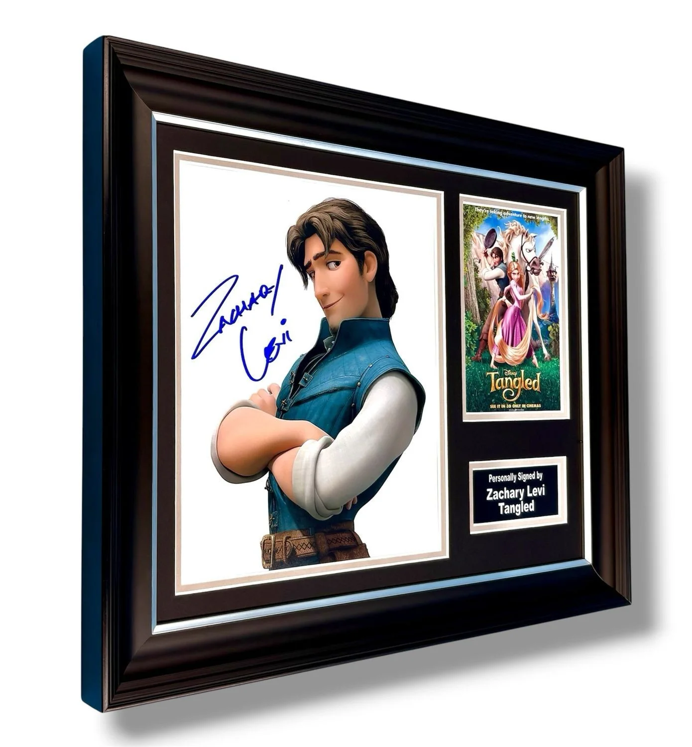 Zachary Levi Signed Photo Framed & COA Tangled Movie Poster Autograph Auto, image 2
