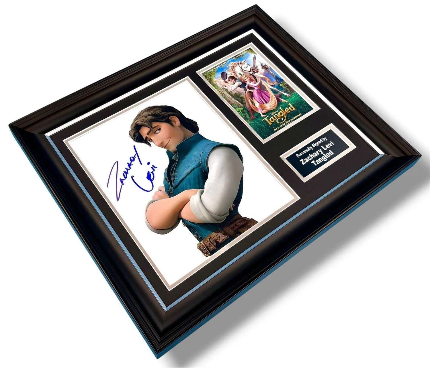 Zachary Levi Signed Photo Framed & COA Tangled Movie Poster Autograph Auto, image 3