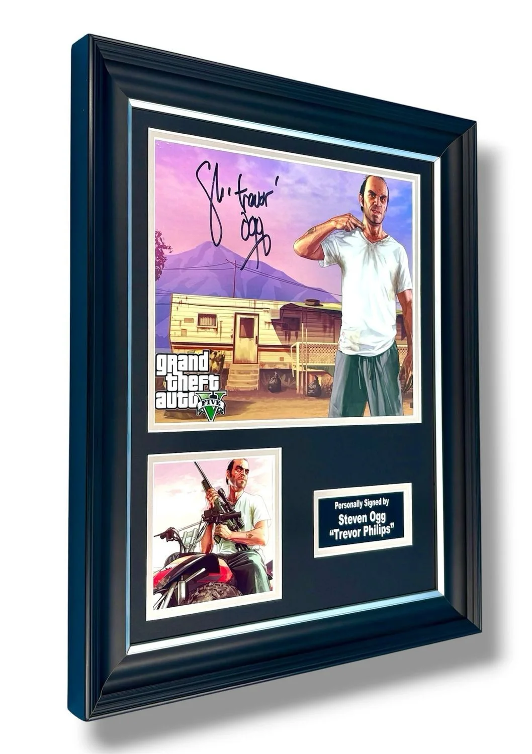 Steven Ogg Signed Photo Framed & COA GTA 5 Poster Trevor Philips Autograph Auto, image 2