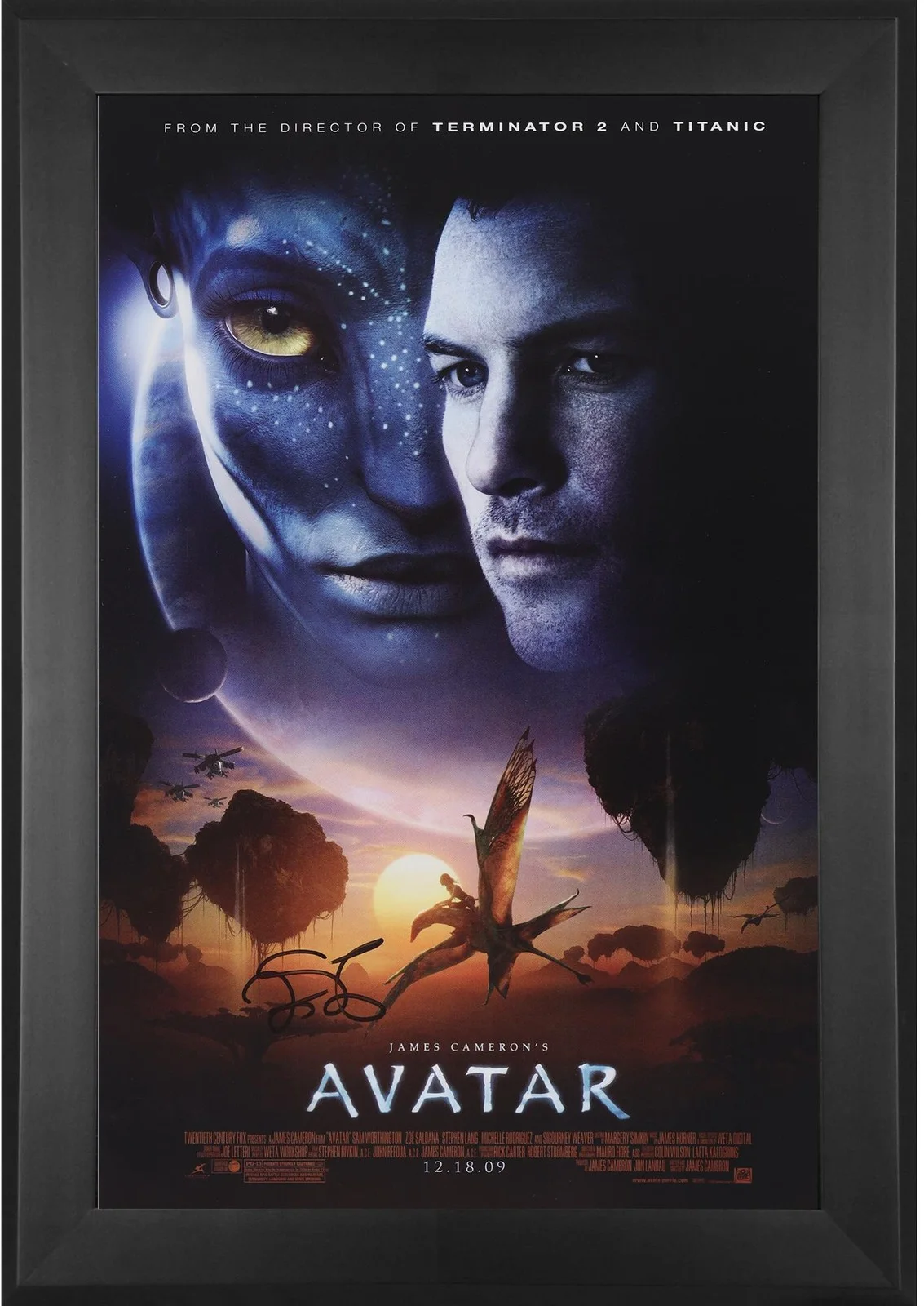 Zoe Saldana — Zoe Saldana Framed Autographed 11" x 17" Avatar Movie Poster
