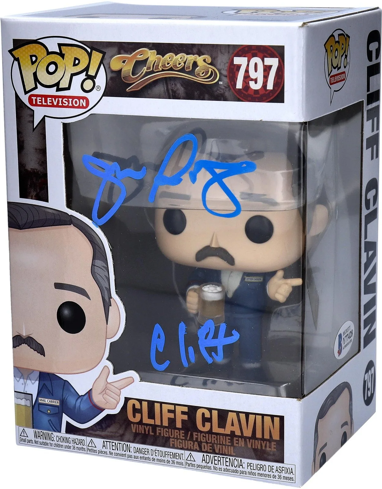John Ratzenberger — John Ratzenberger Cheers Signed Cliff #797 Funko Pop! in Dark Blue - Beckett