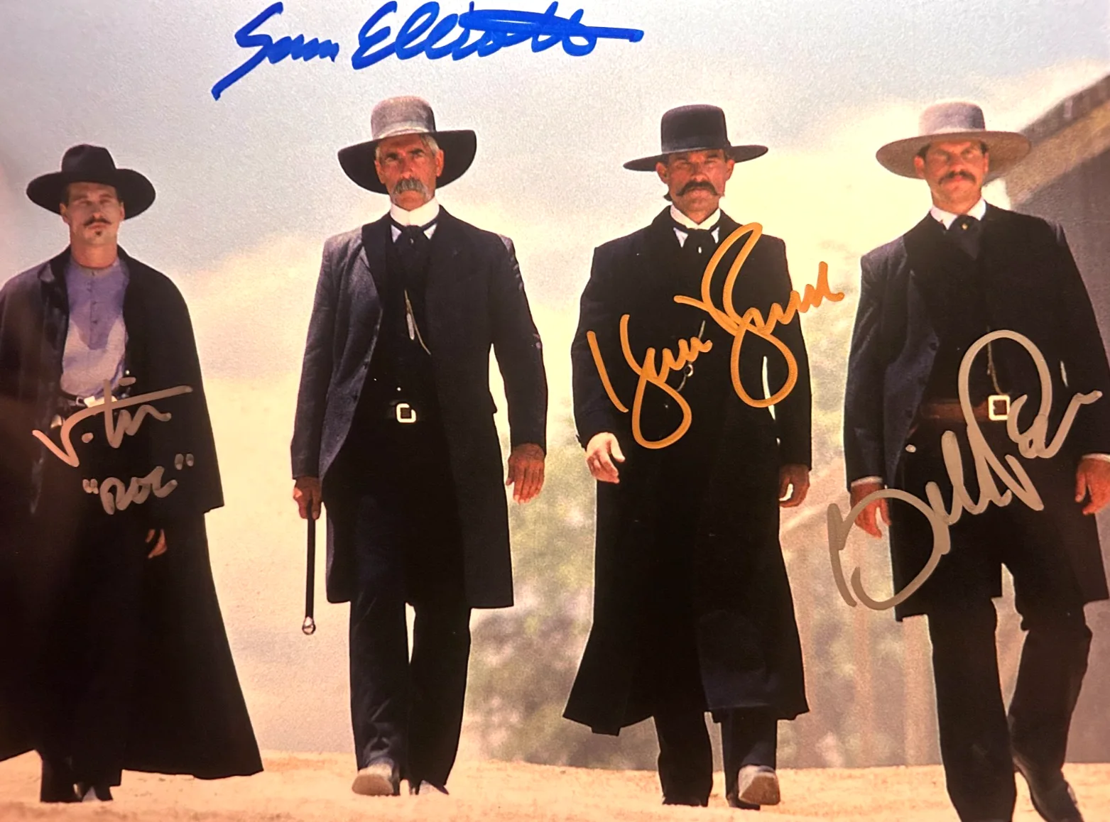 Kurt Russell, Val Kilmer, Sam Elliott, Bill Paxton — TOMBSTONE Cast x4 Signed 8x10 inch Authentic Original Autographs GENUINE w/COA