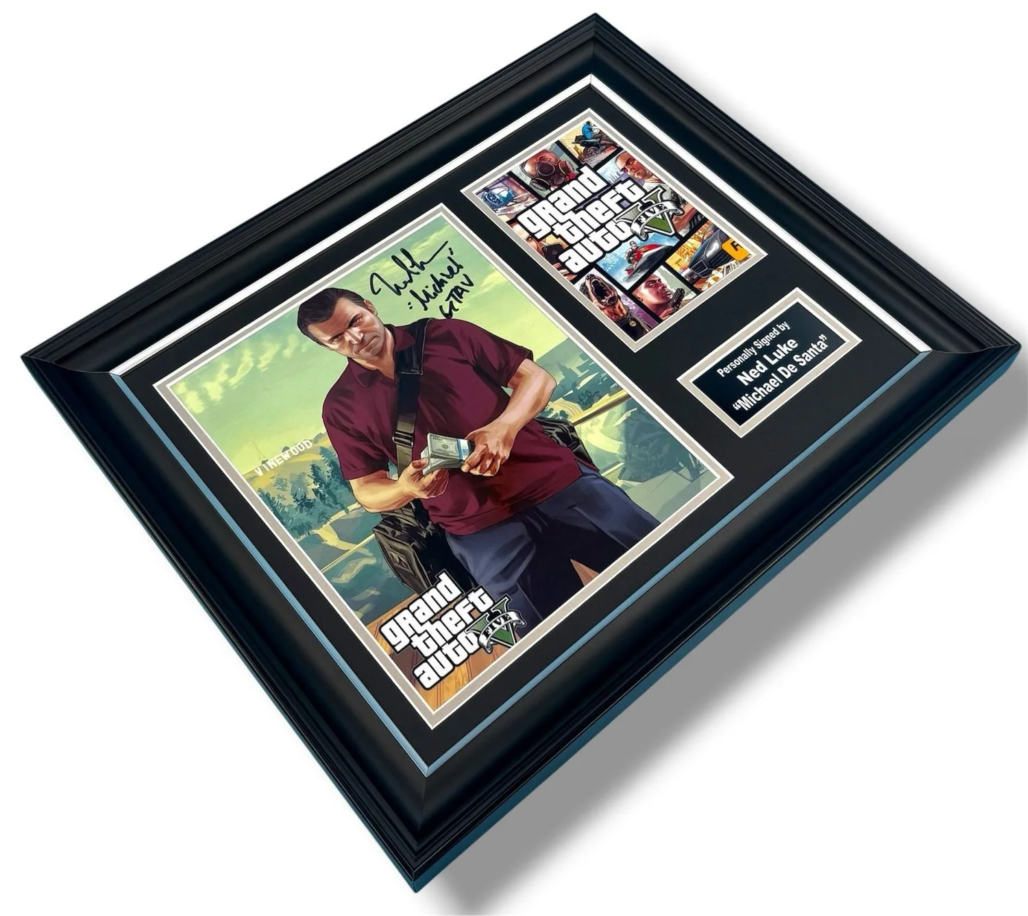 Ned Luke Signed Photo Framed & COA GTA 5 Poster Michael De Santa Autograph Auto, image 3