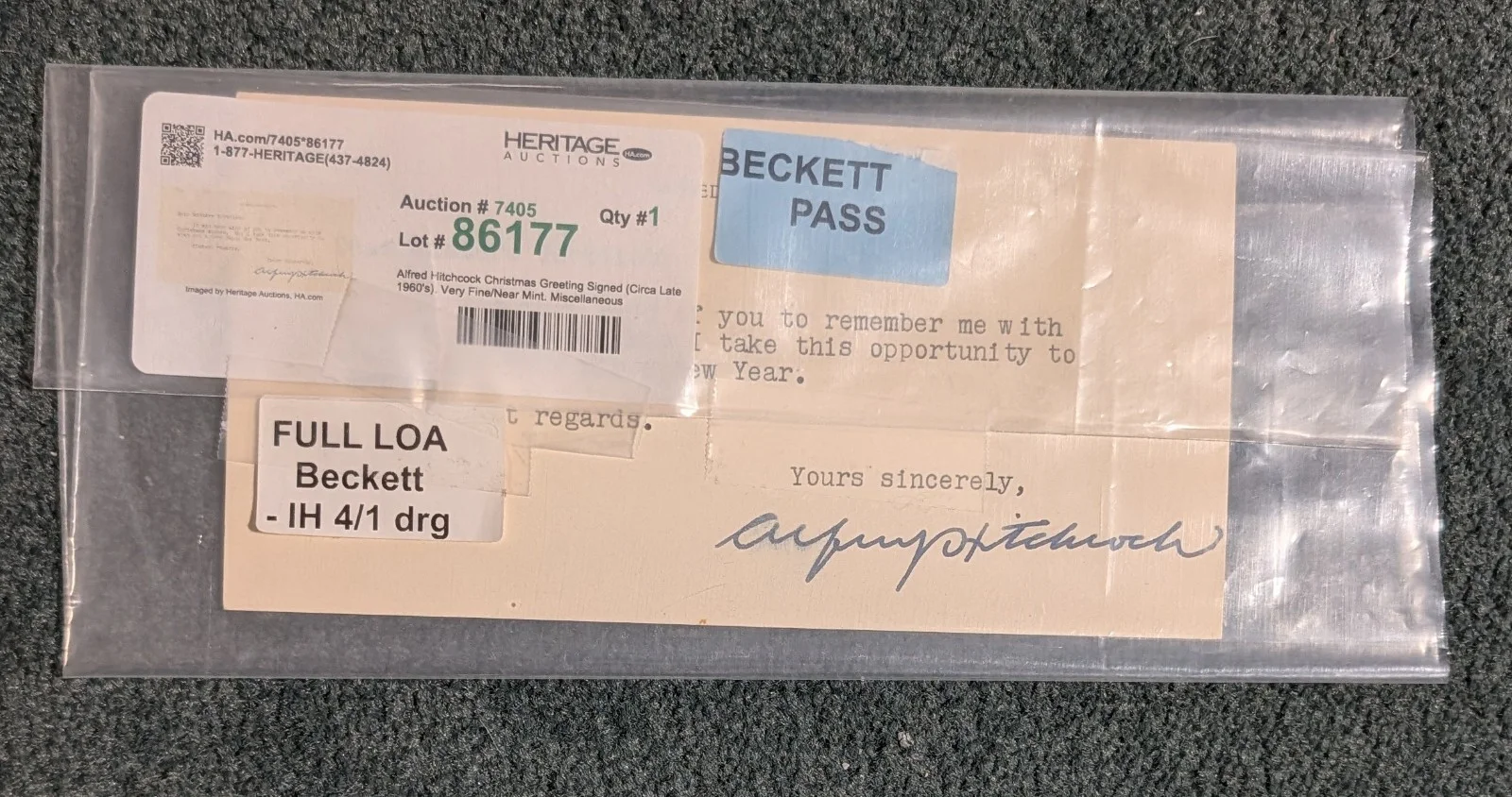 Alfred Hitchcock — Director ALFRED HITCHCOCK 1960's ORIGINAL SIGNED AUTOGRAPHED LETTER! Beckett LOA, изображение 2