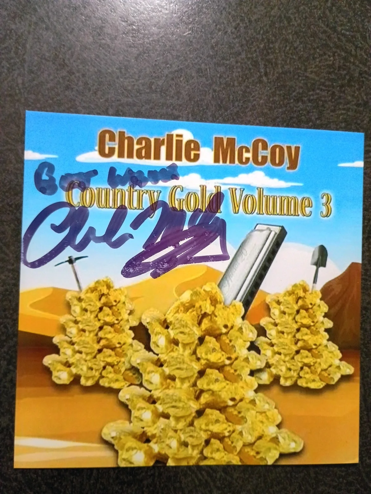 CHARLIE MCCOY — CHARLIE MCCOY 2 Hand Signed Autograph 4X4 Photo S - BOB DYLAN - MUSICIAN, изображение 3