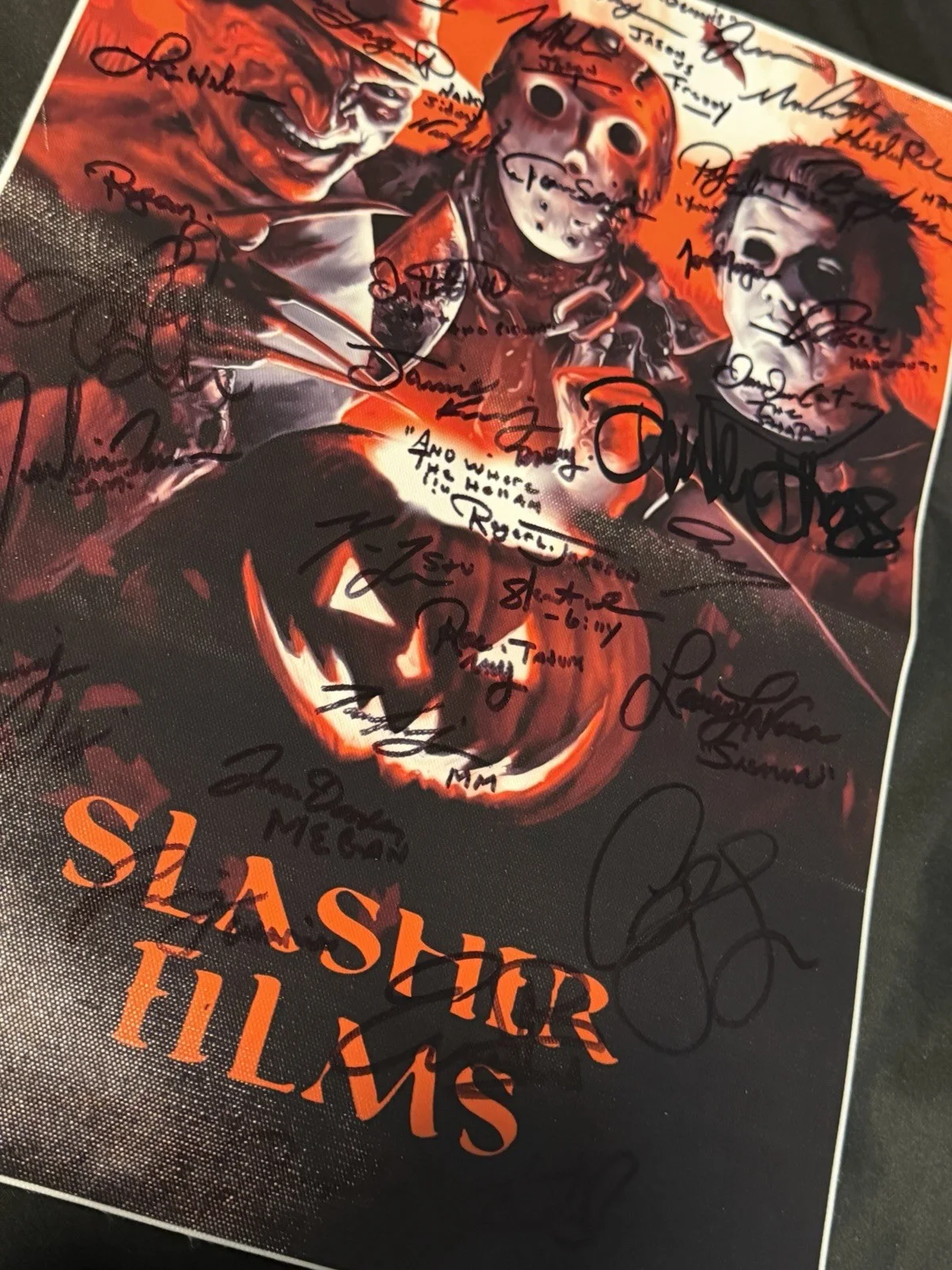 Horror Poster Signed By Robert Englund Kane Hodder Nick Castle Ext ￼, image 3