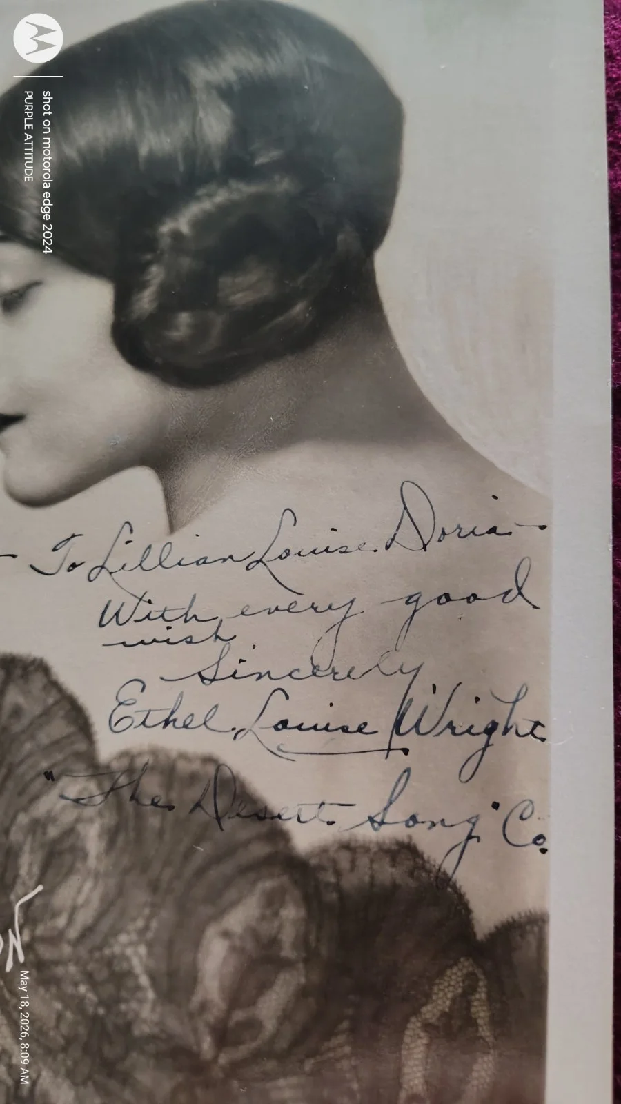 ​Vintage 1920s Broadway Photo Signed Ethel Louise Wright The Desert Song Maurice, изображение 2