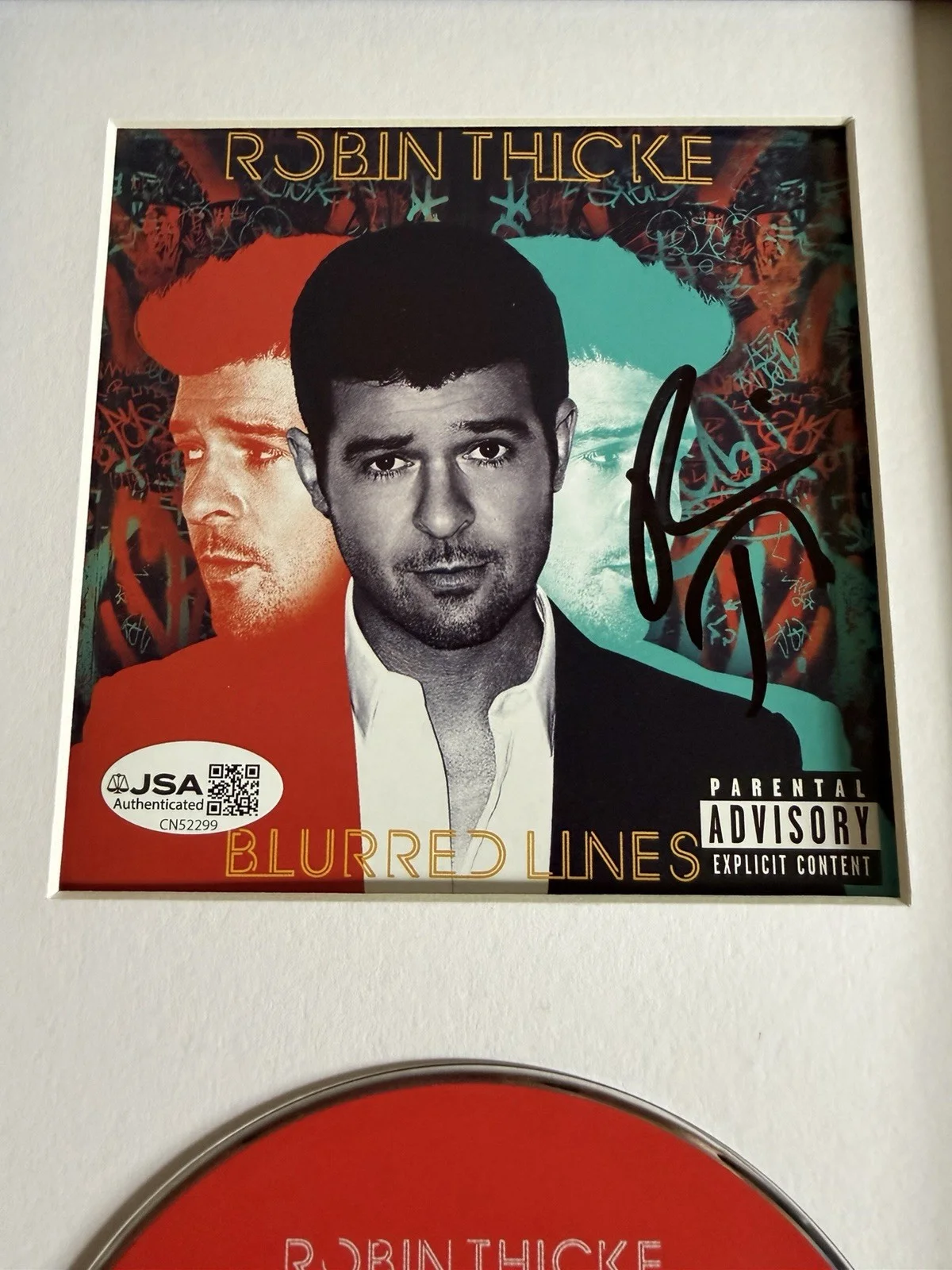 ROBIN THICKE SIGNED “BLURRED LINES” FRAMED CD JSA COA, image 2