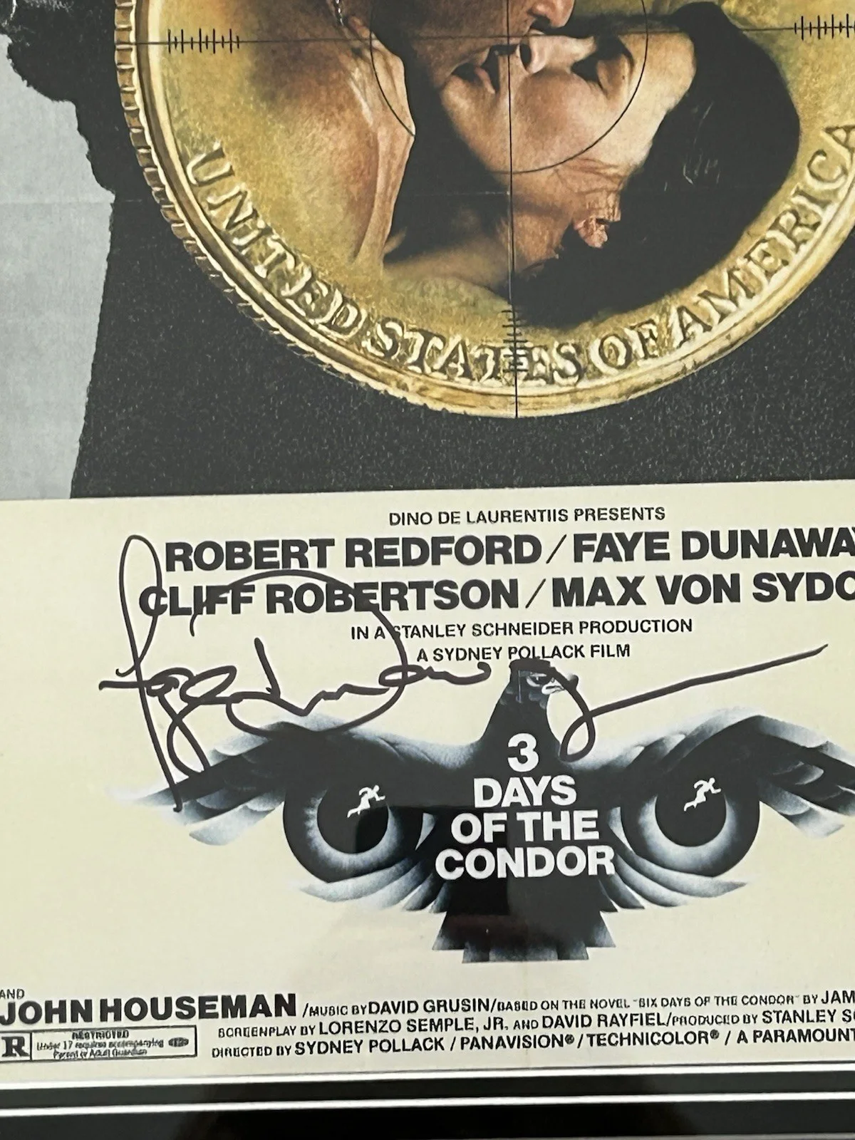 3 Days Of the Condor Signed Poster Faye Dunaway Autographed 20x24, изображение 2