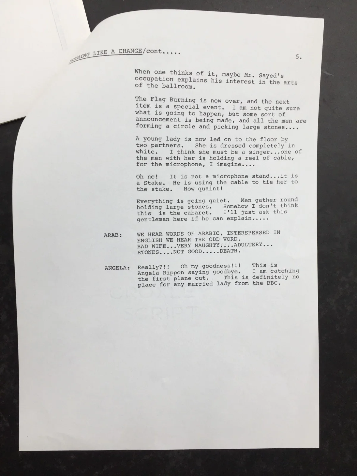 Original Ronald Wolfe script "Nothing Like A Change" 1990, typed master copy, image 5