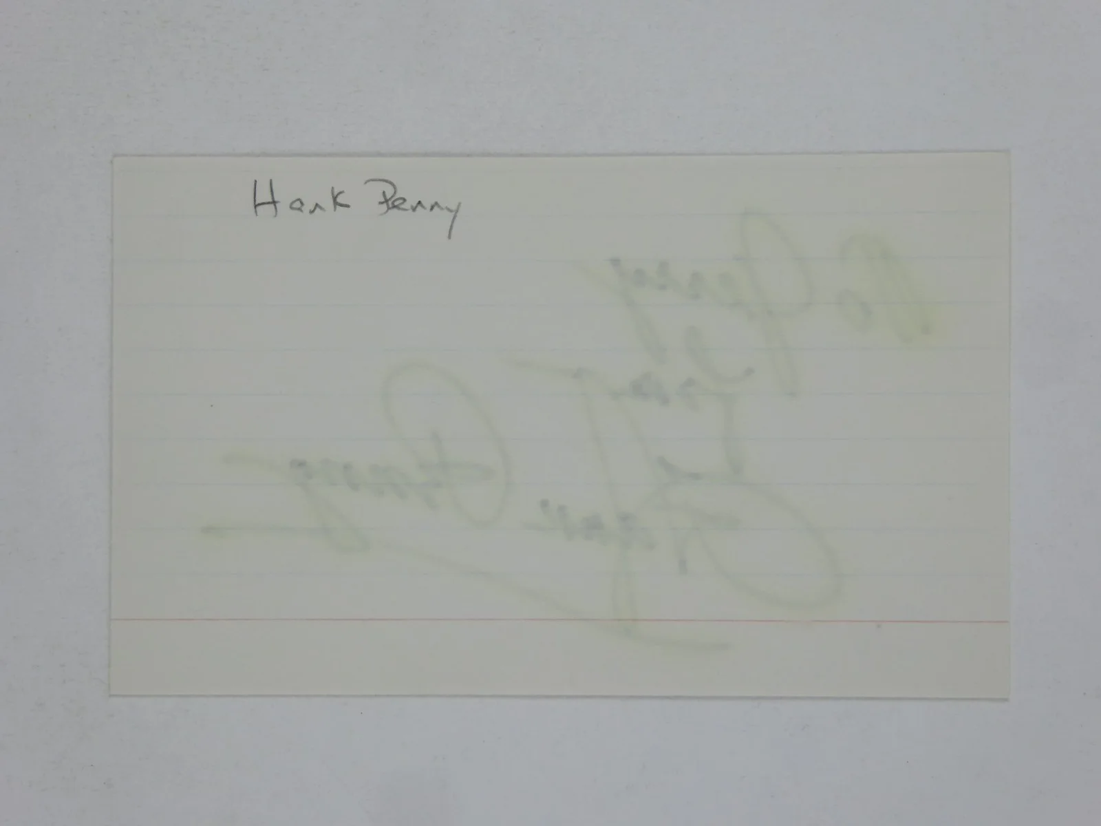 Hank Penny Hand Signed Autographed 3x5 Index Card Banjo Player Western Swing, изображение 2