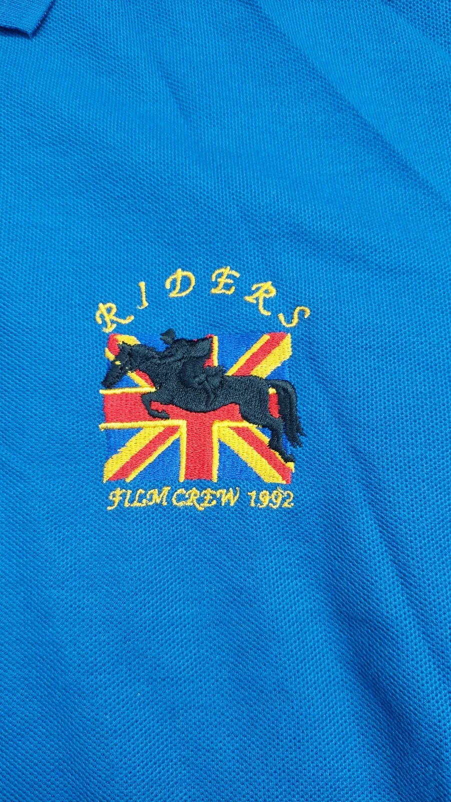 Vintage 90s Riders Film Crew Polo Shirt Jilly Cooper Rivals Jerzees Size Large, изображение 3